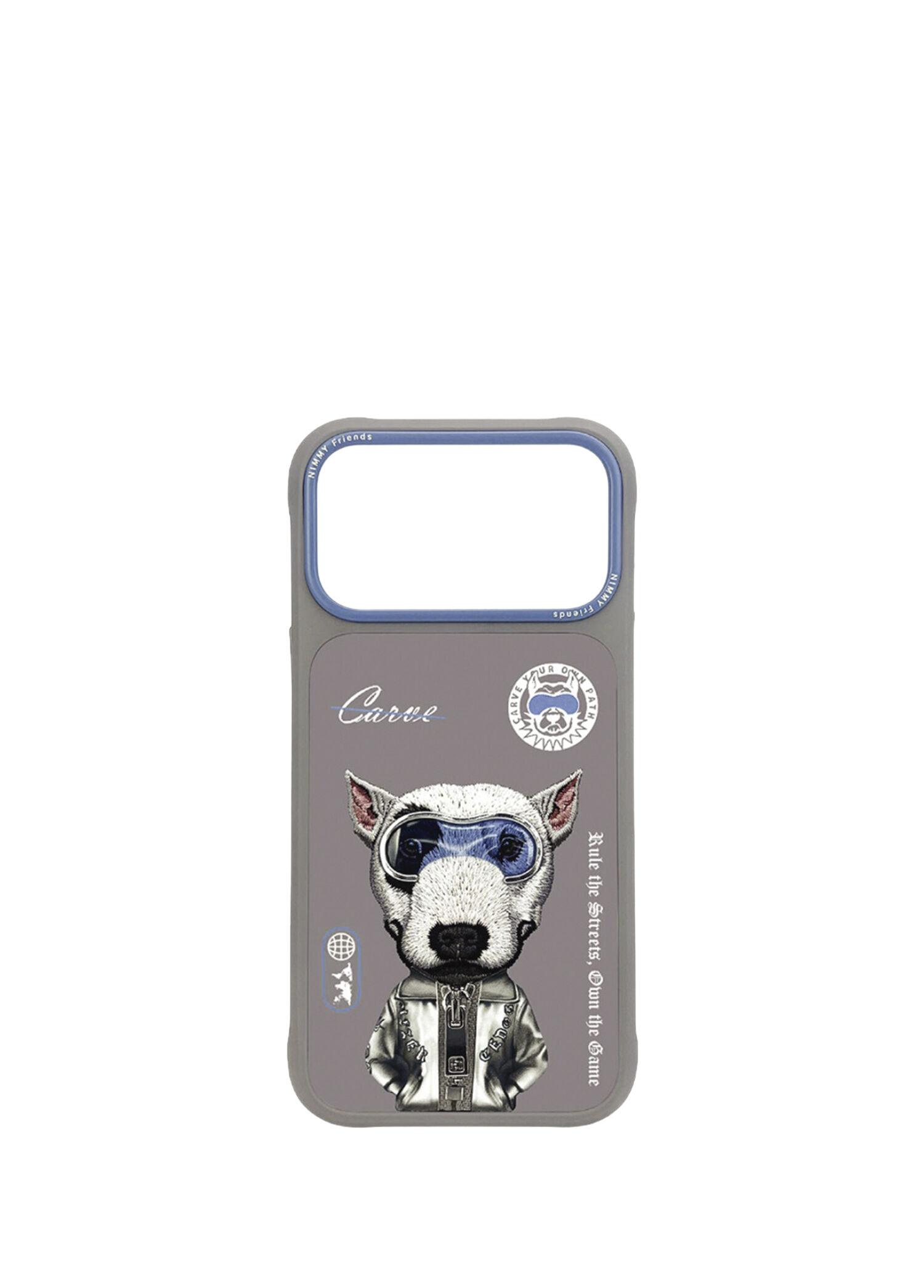 Nimmy - iPhone 17 Pro Max Uyumlu Bull Terrier Köpek Nakış İşleme Telefon Kılıfı - Gri