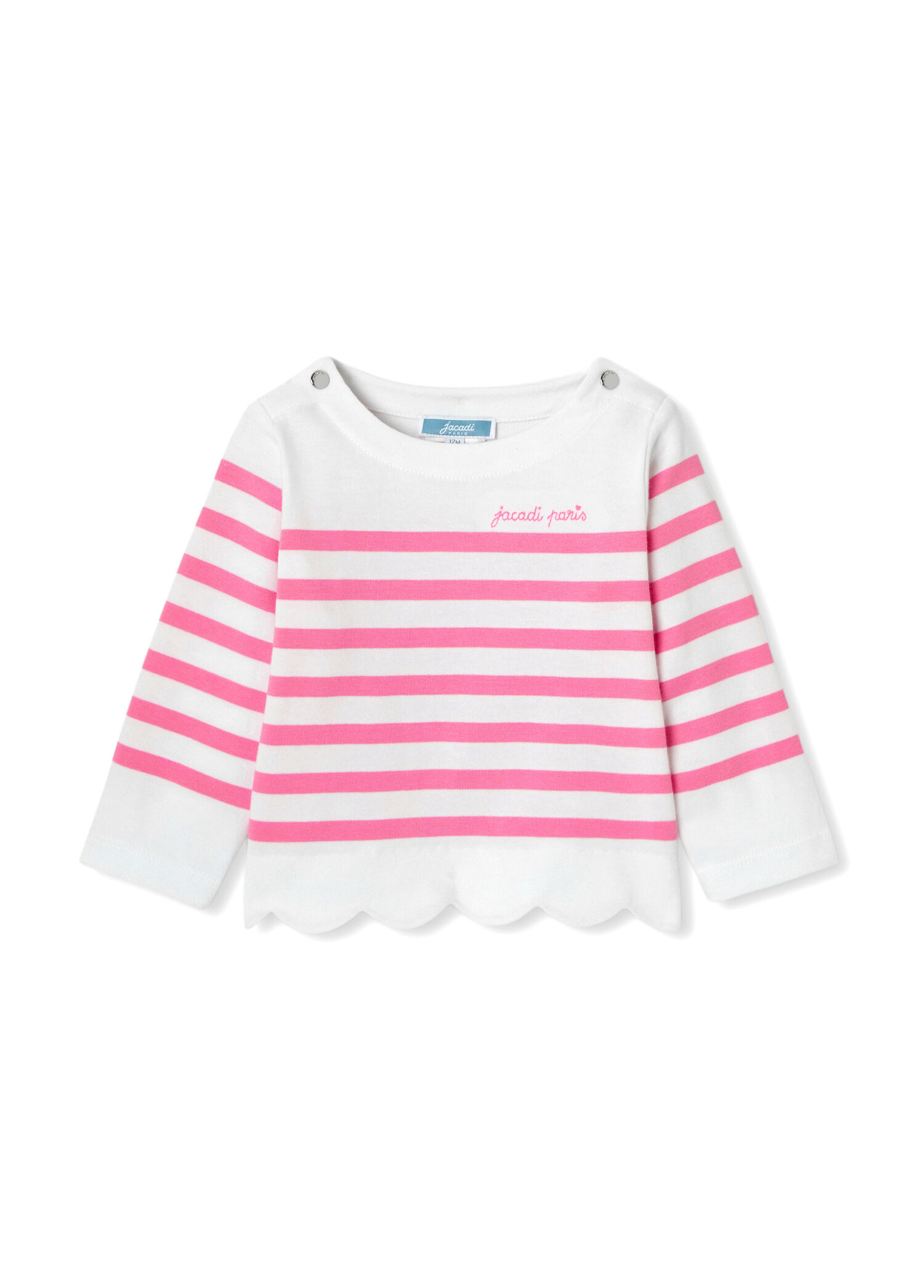 Pembe Çizgili Pamuklu Uzun Kollu Kız Bebek T-shirt