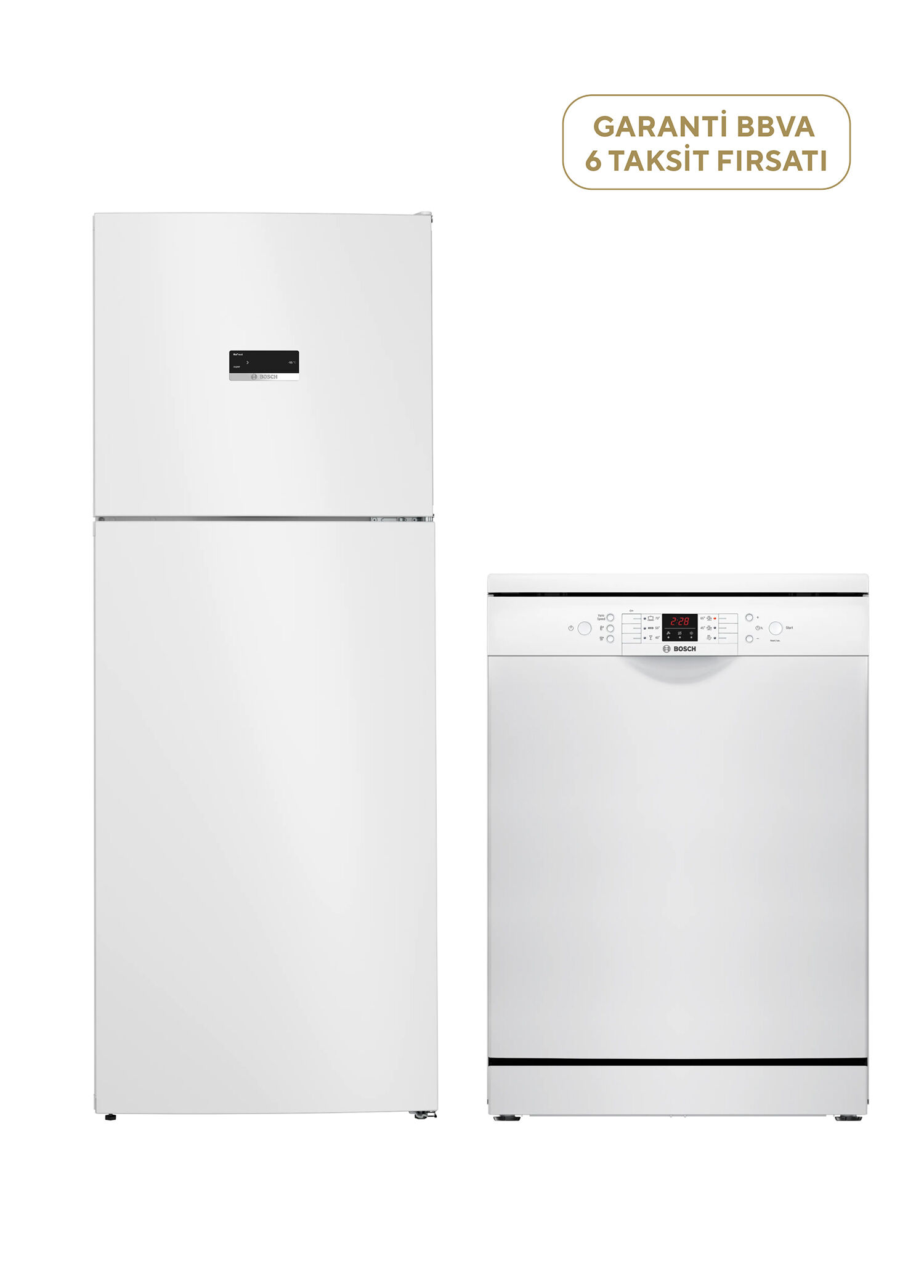 KDN55XWE0N Serie 4 Beyaz Üstten Donduruculu NoFrost Buzdolabı 453 Lt + SMS26DW00T 6 Programlı 13 Kişilik Beyaz Bulaşık Makinesi