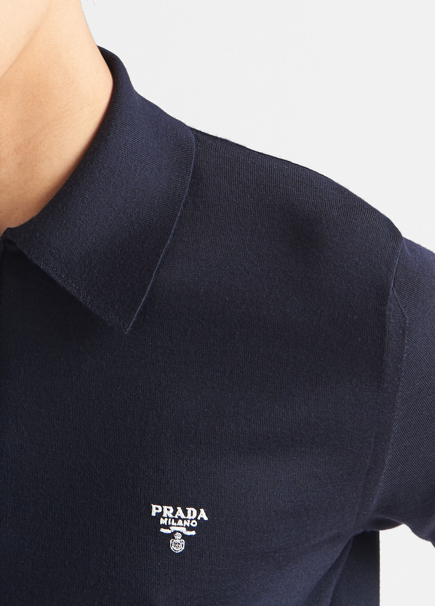 Prada Mavi Erkek Superfine Mavi Yün Polo Erkek T-shirt 1594516