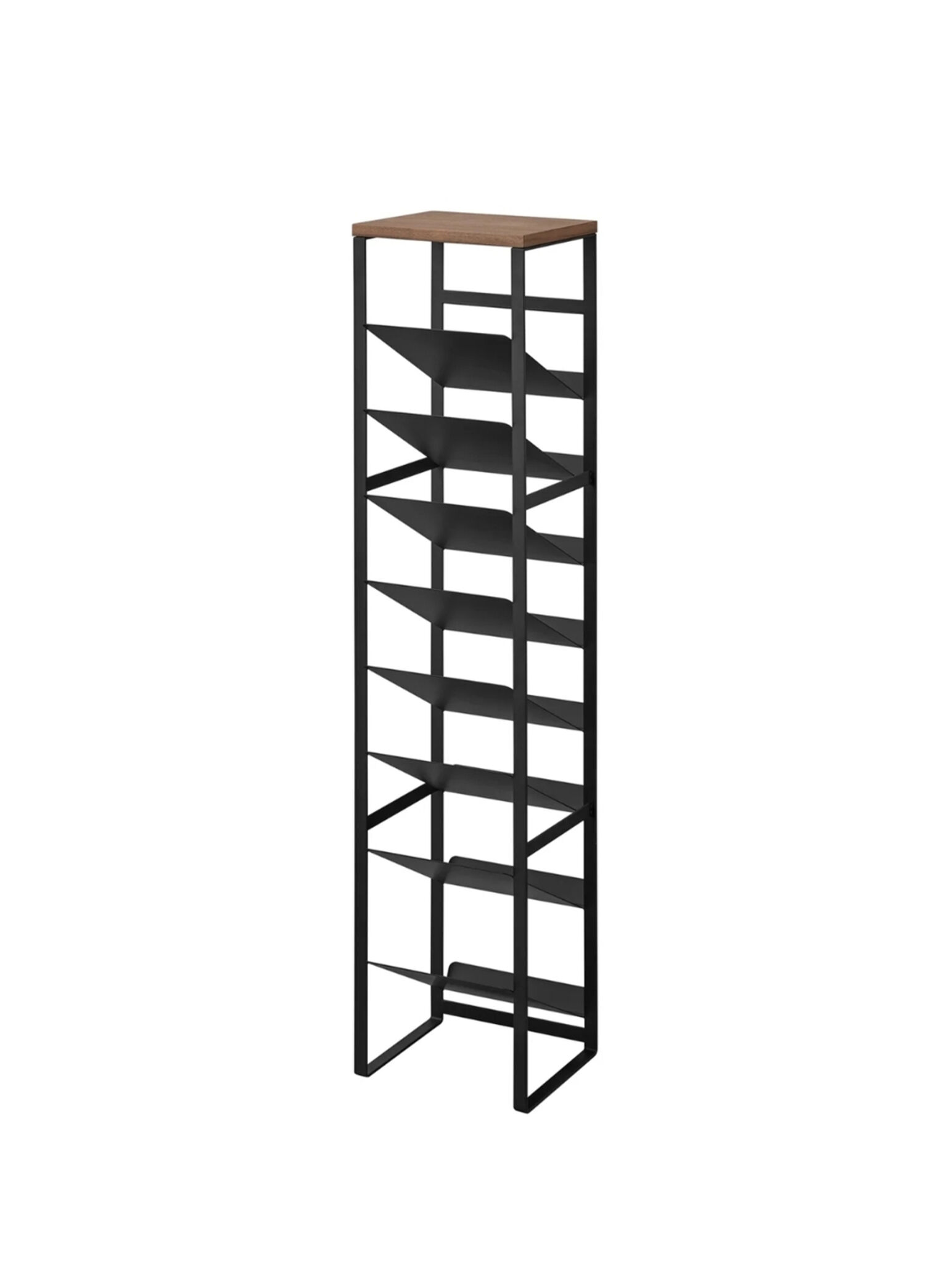 Tower Siyah  Ahşap Çelik 8 Katlı Şişe Rafı