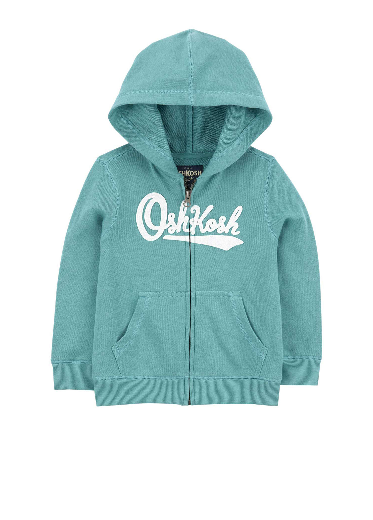 Yeşil Baskılı Kapüşonlu Fermuarlı Erkek Çocuk Sweatshirt