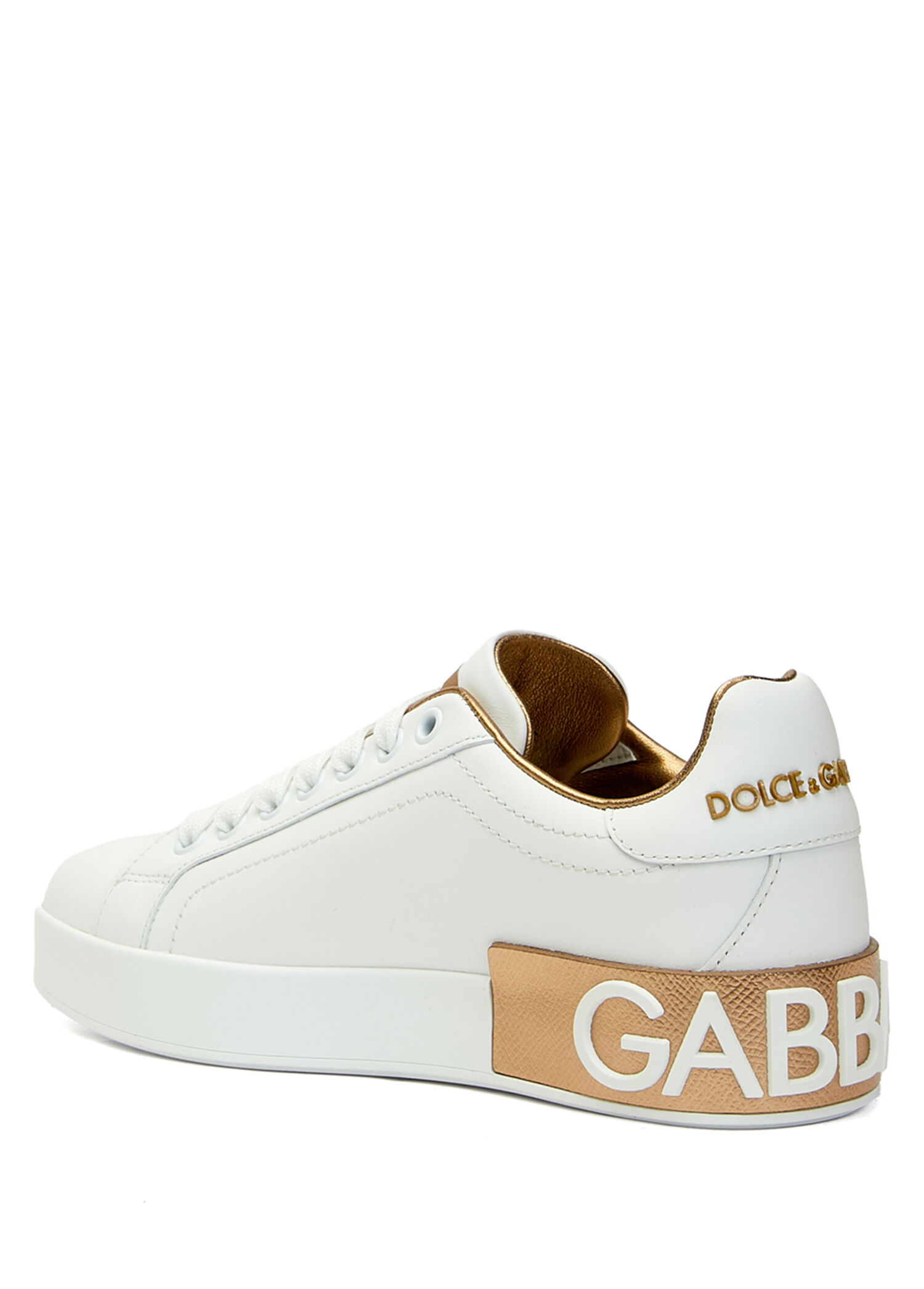 Dolce&Gabbana Gold Kadın Portofino Beyaz Kadın Deri Sneaker