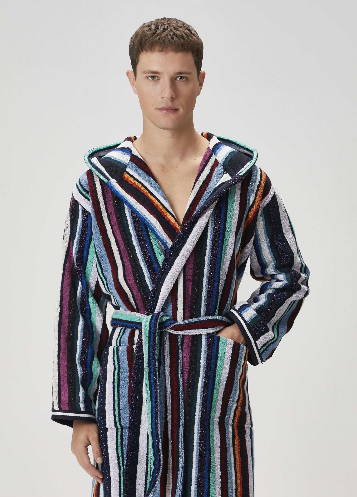 Missoni Home - Chandler Kapüşonlu Çizgili Bornoz - Çok Renkli