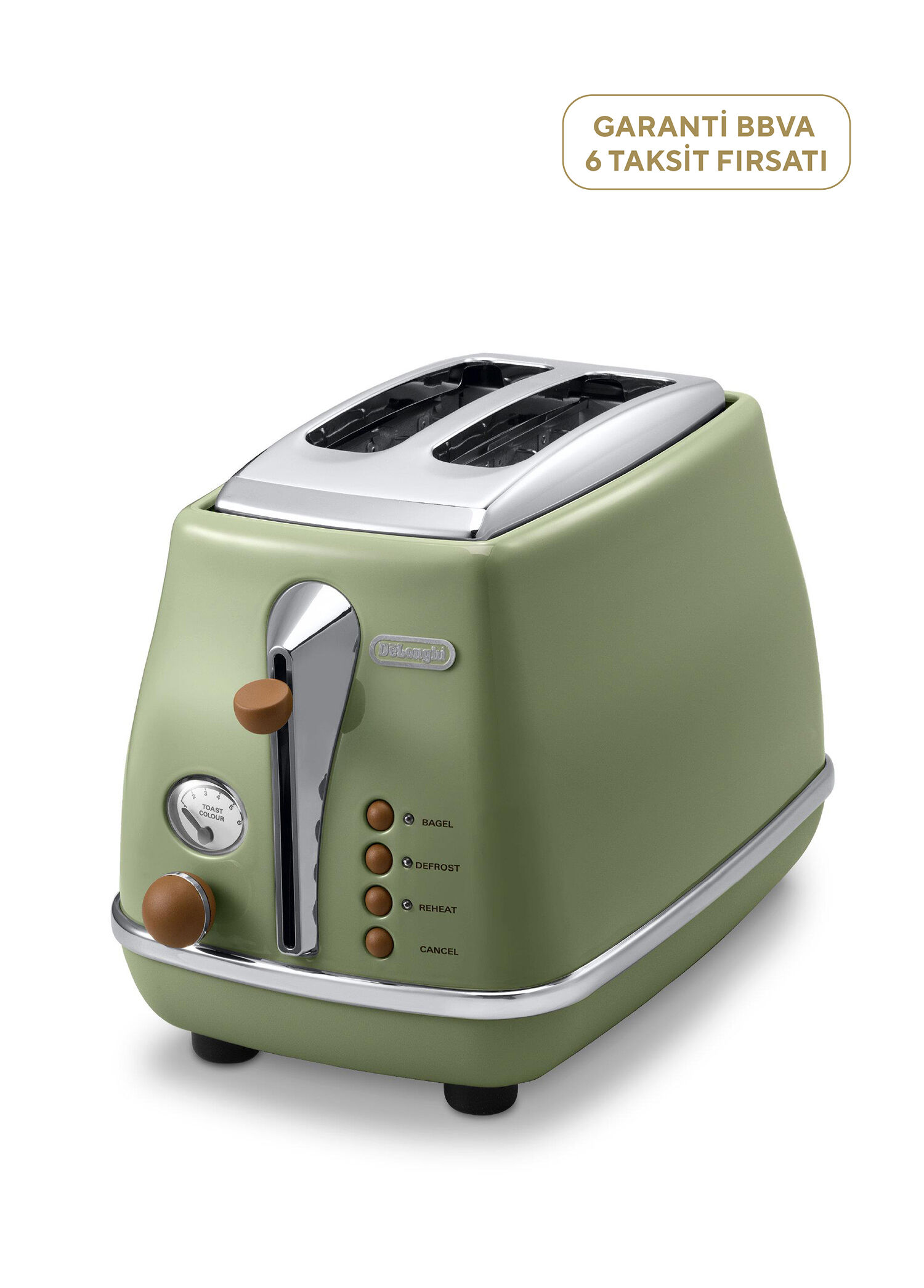 CTOV 2103.GR İcona Vintage Yeşil 2 Dilim Isı Ayarlı Ekmek Kızartma Makinesi