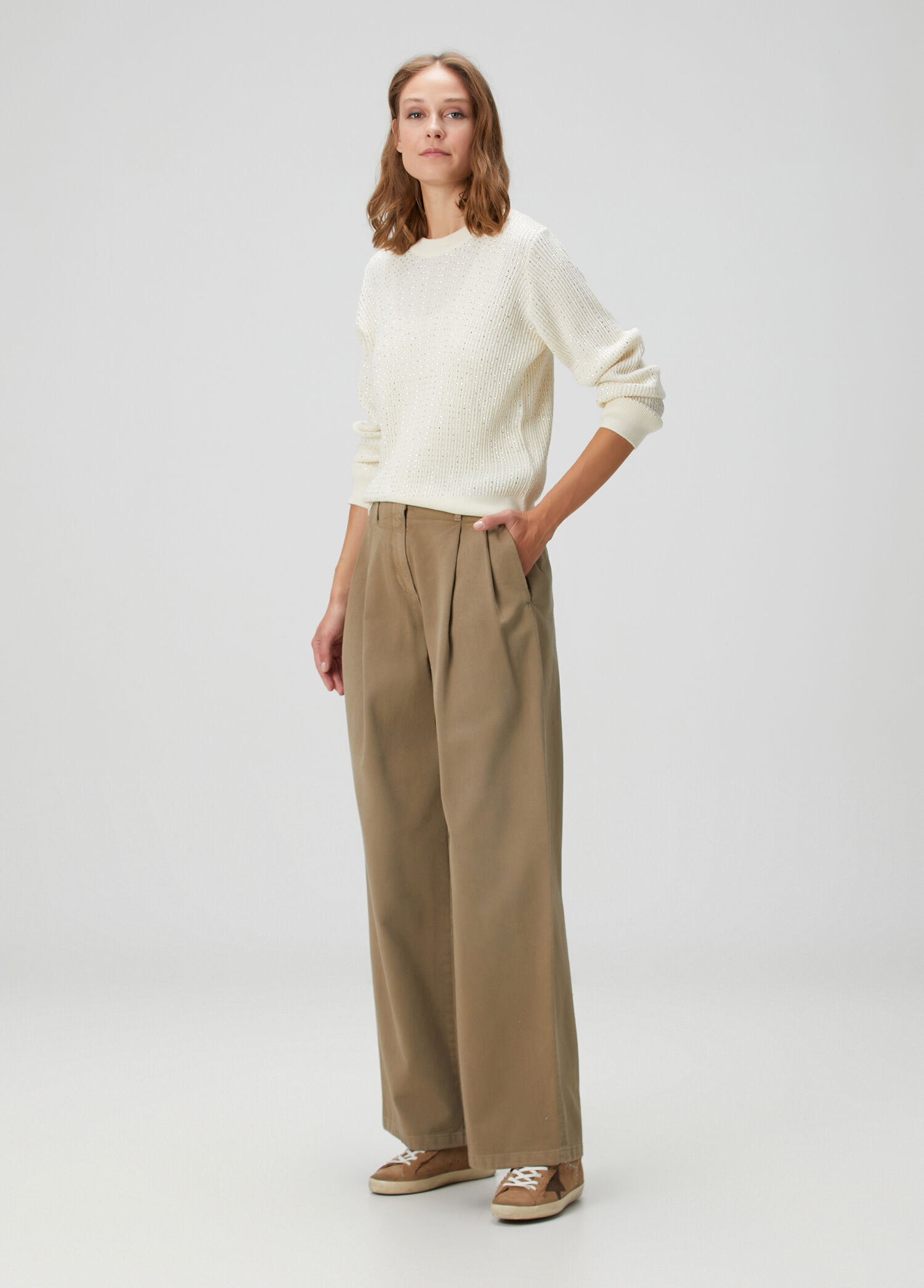 Haki Wide Leg Pantolon