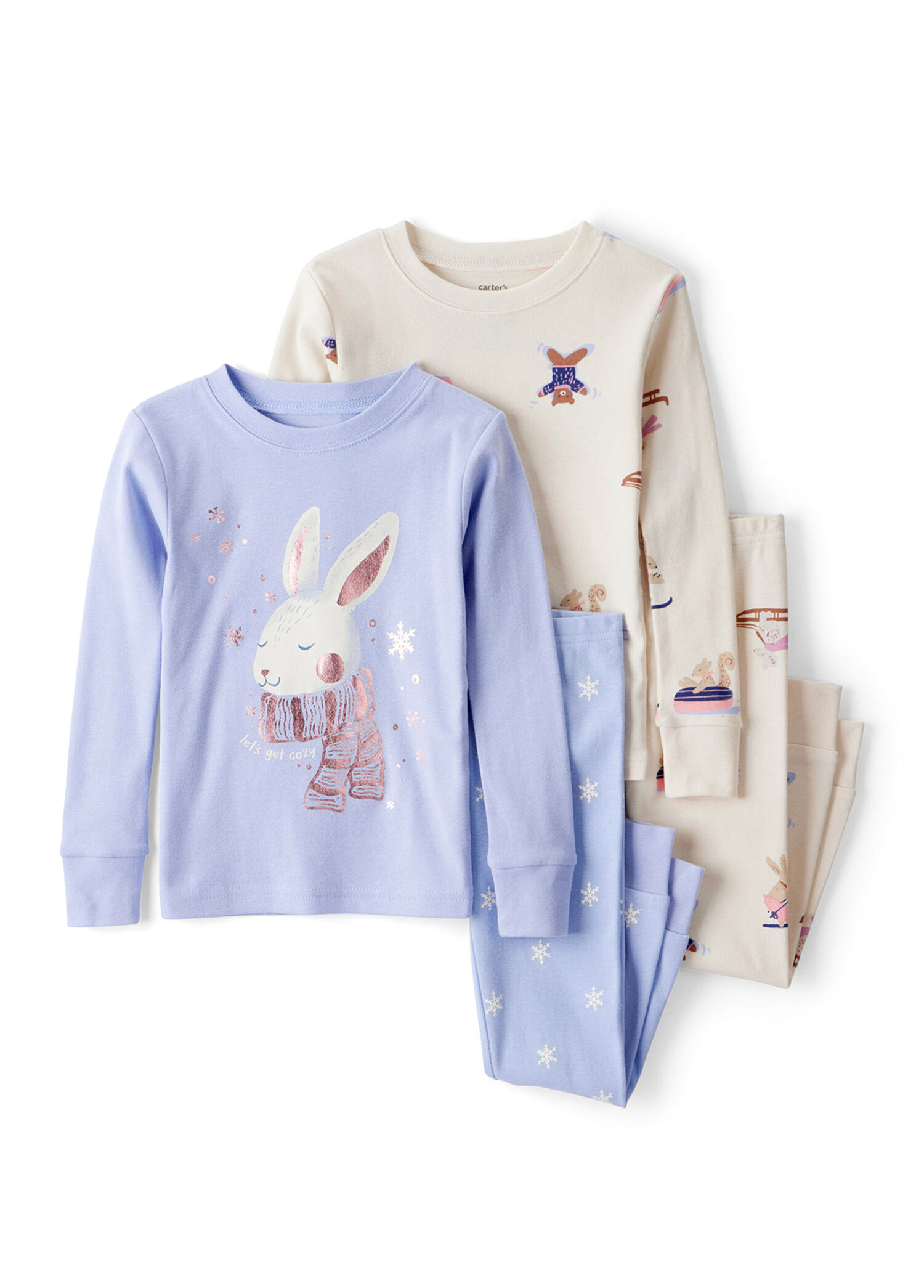Desenli Kız Çocuk 4'lü Pijama Takımı
