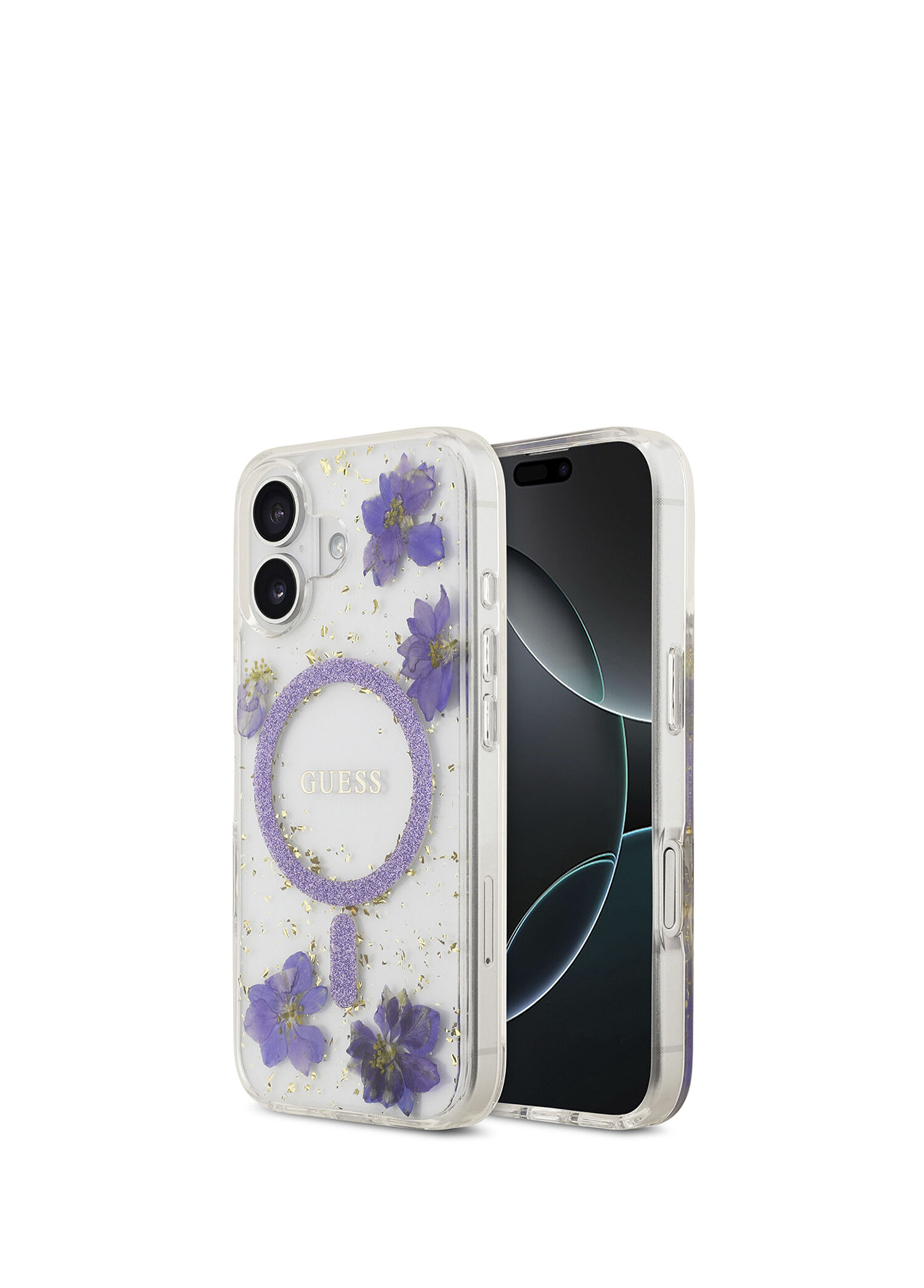 iPhone 17 Transparan Resin Flowers Magsafe Uyumlu Telefon Kılıfı