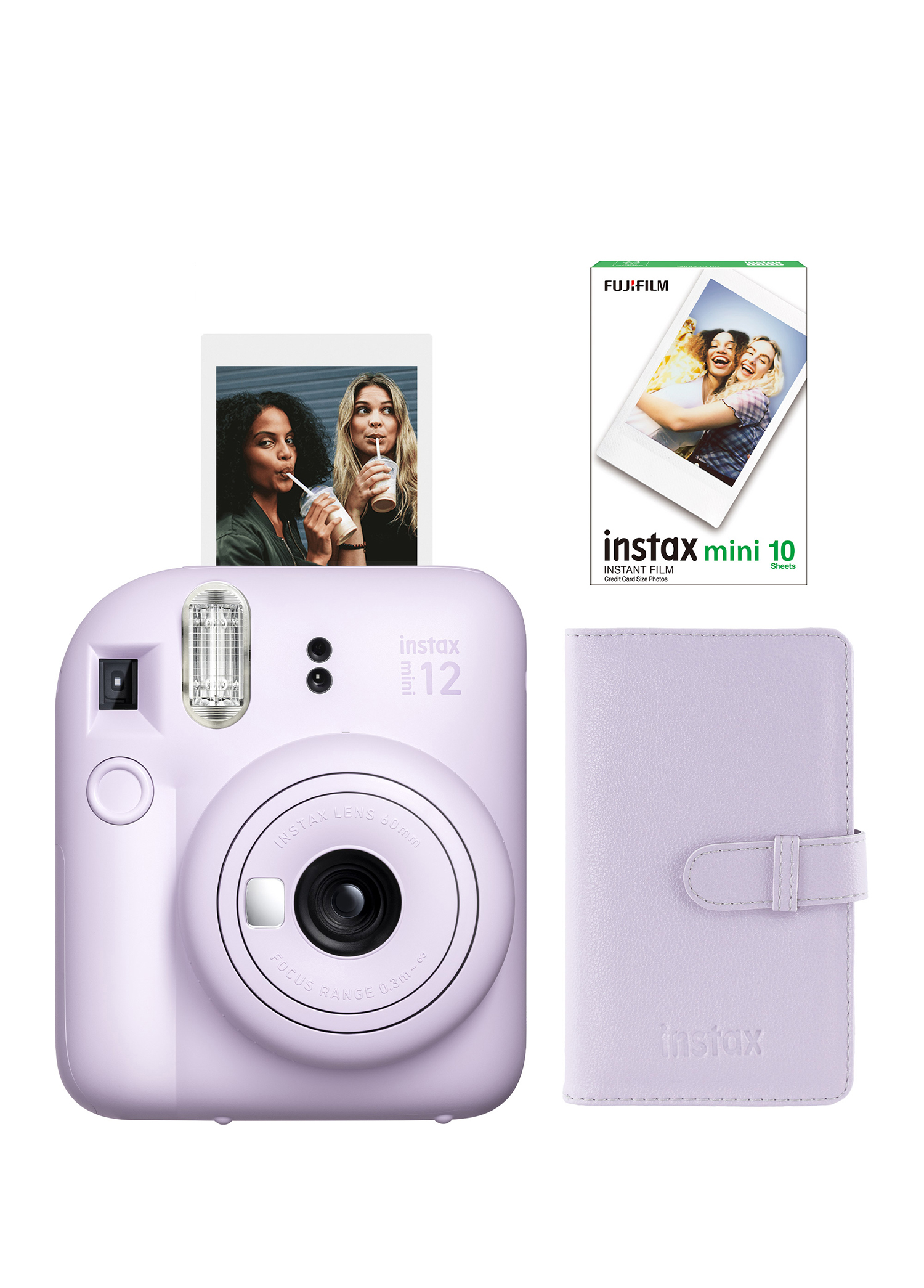 Instax Mini 12 Lila Fotoğraf Makinesi + 10'lu Film ve Laporta Albüm Seti