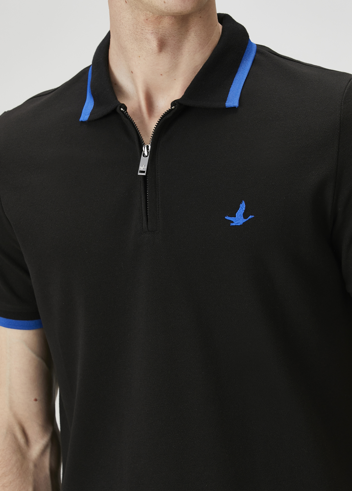 Siyah Saks Polo Yaka T-shirt_4