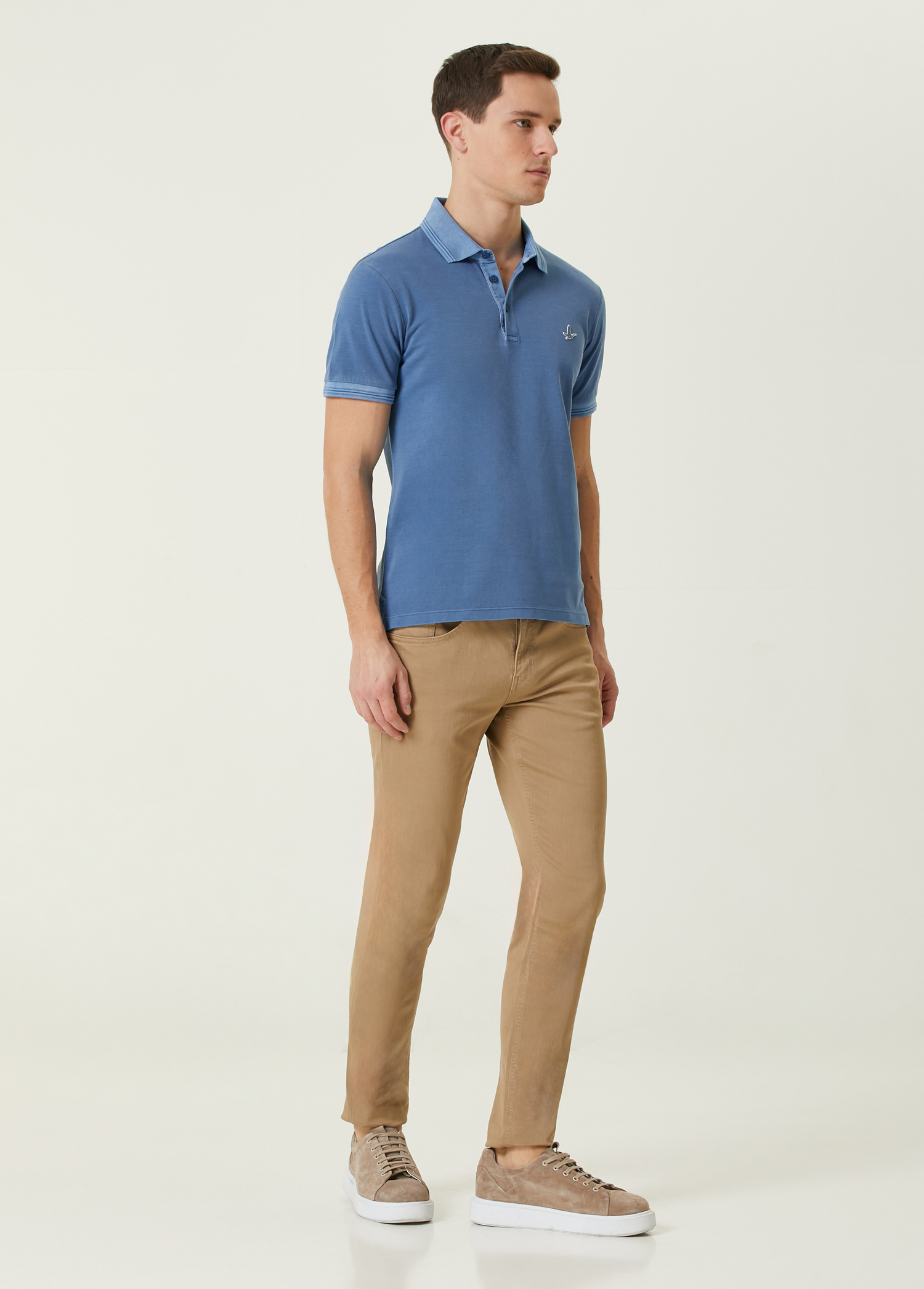 Slim Fit Mavi Polo Yaka T-shirt_2