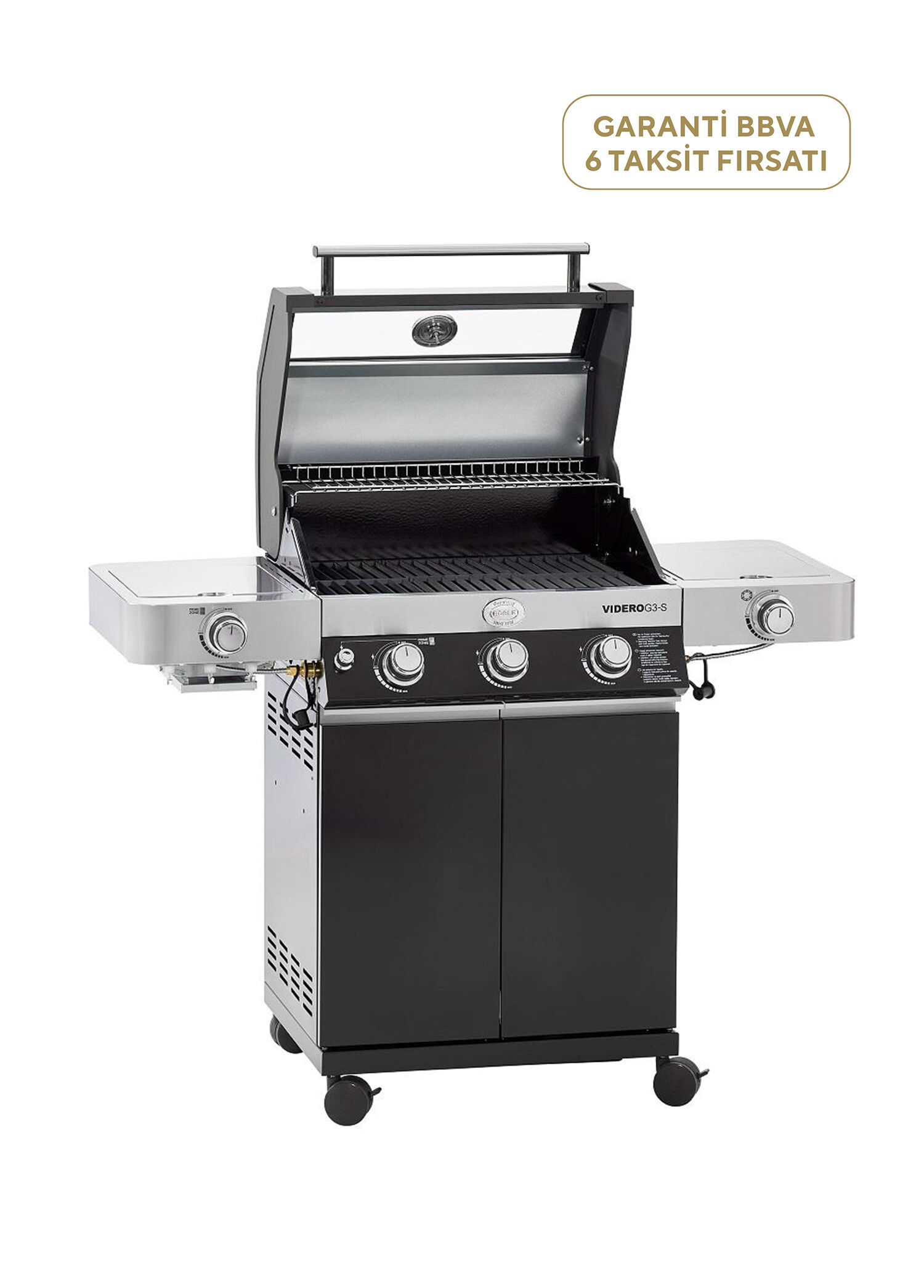 Videro G3-S Vario Siyah Gazlı Barbekü İstasyonu