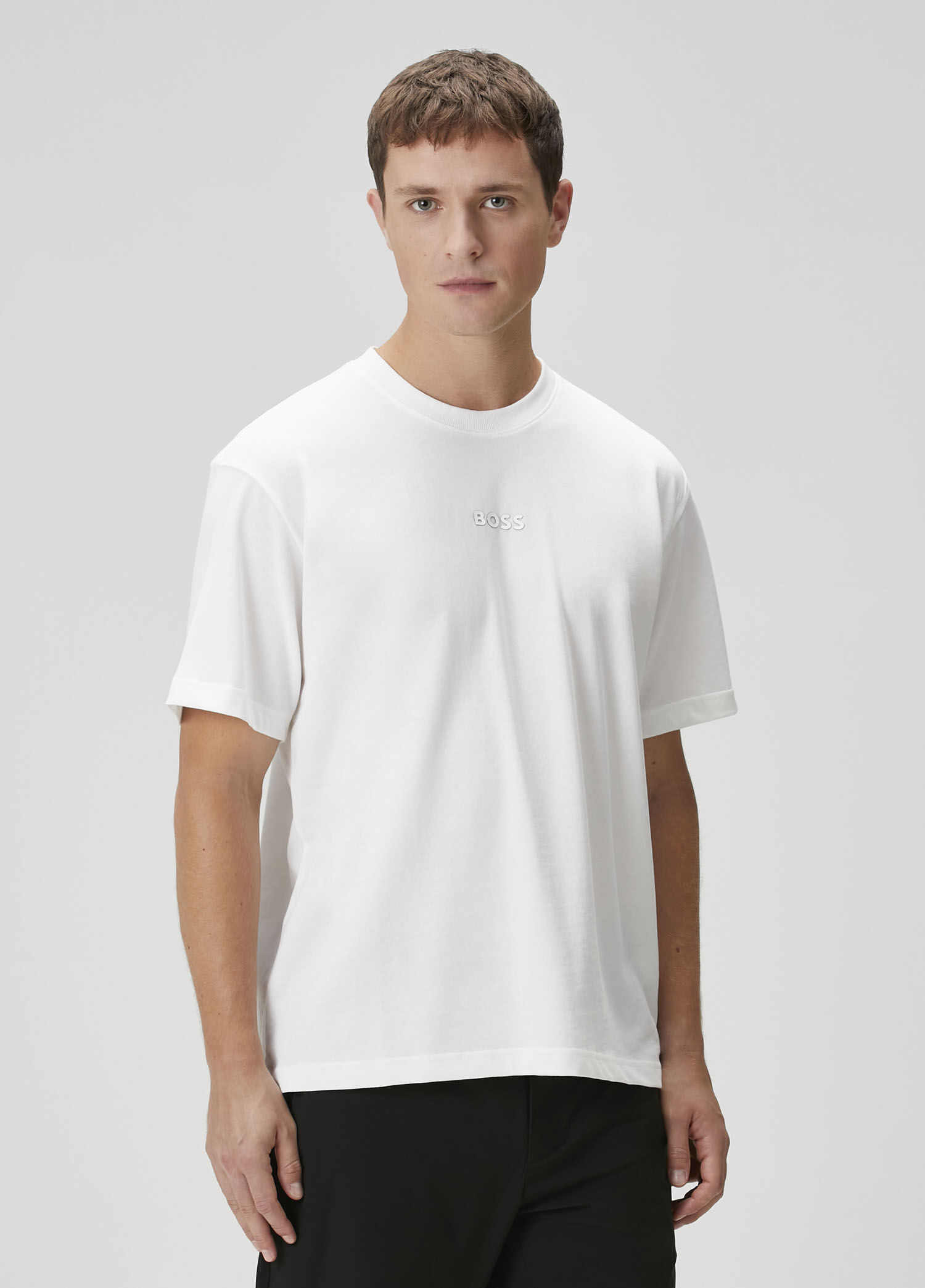 Beyaz Logo Baskılı T-shirt