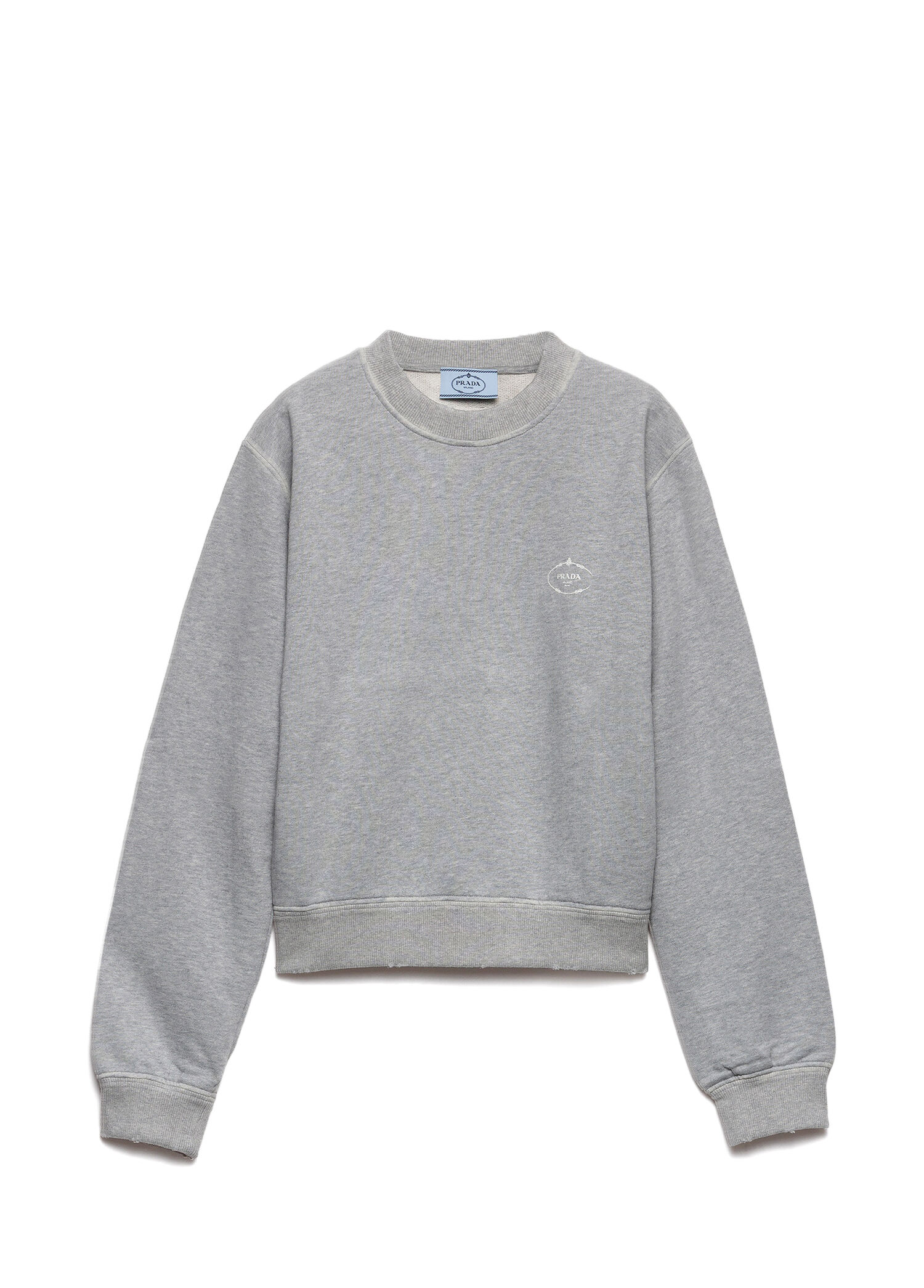 Gri Pamuklu Bisiklet Yaka Uzun Kollu Kadın Sweatshirt