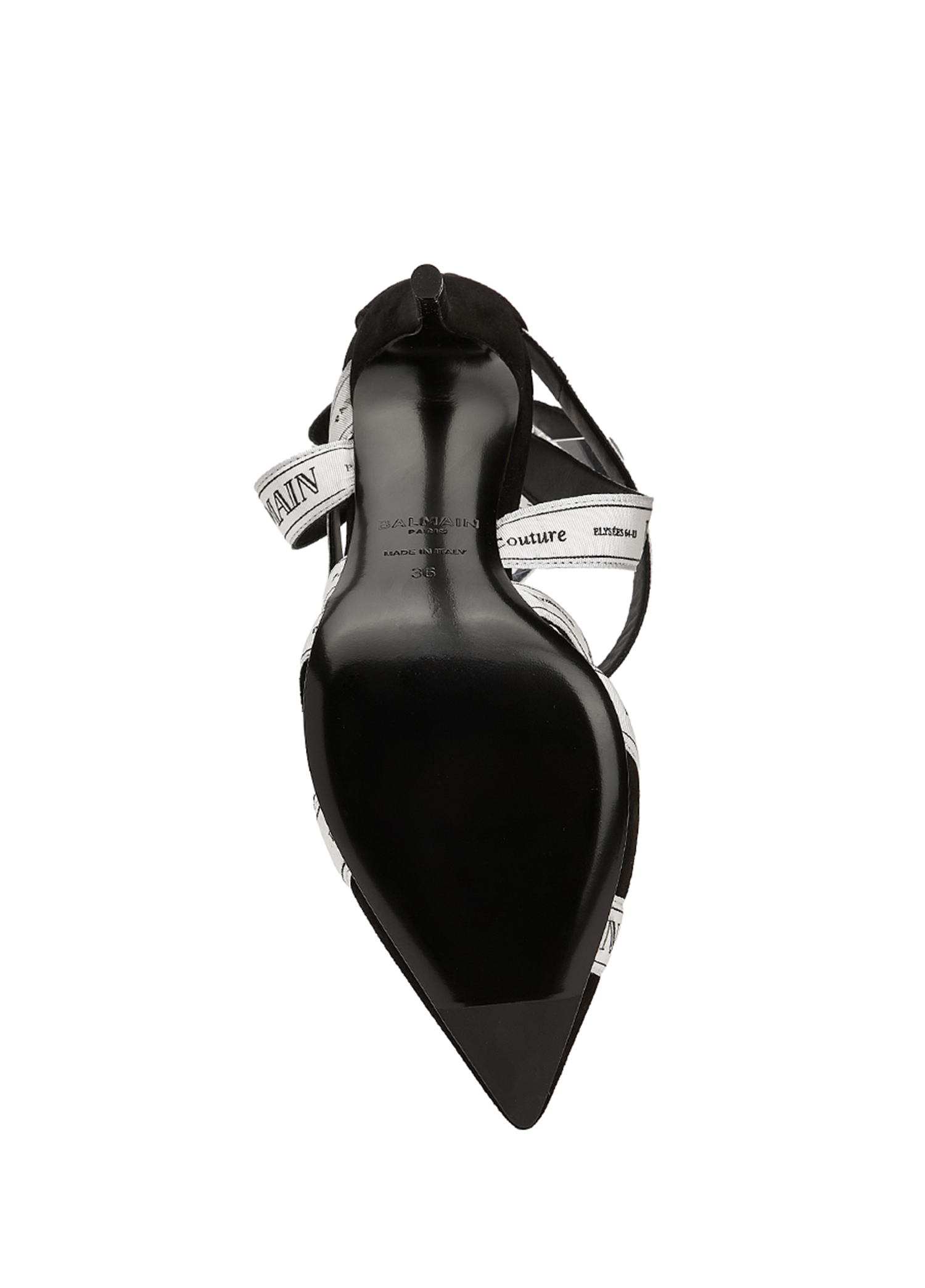 Balmain Siyah-Beyaz Kadın Couture Siyah Deri Topuklu Ayakkabı