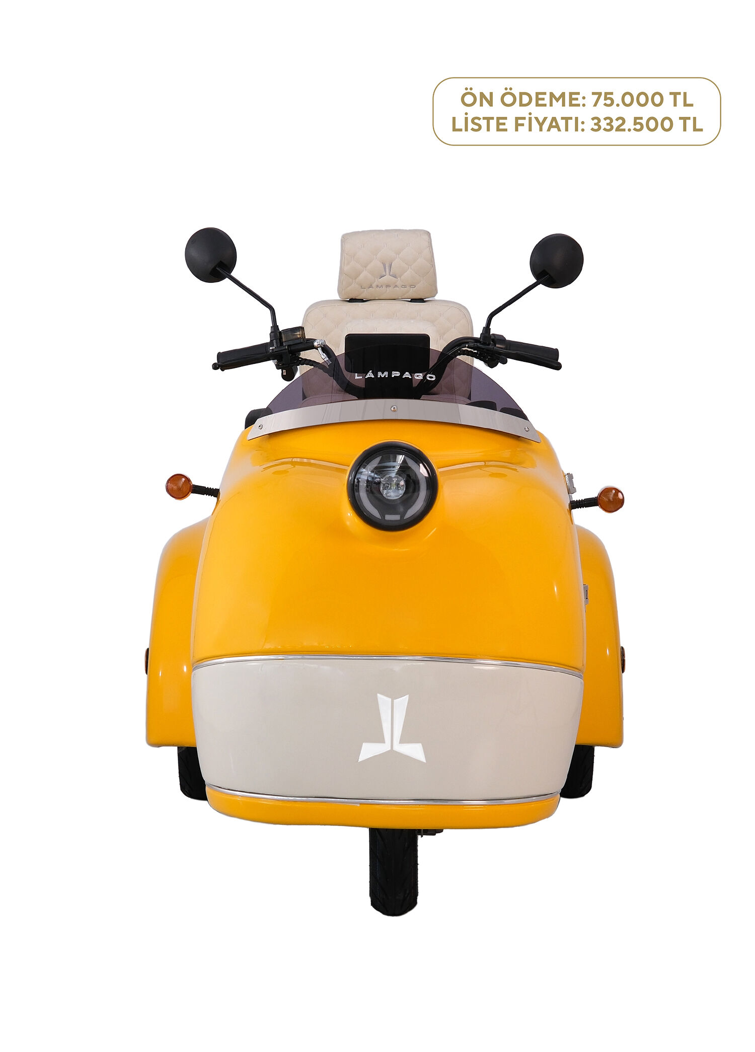 Elektrikli Sarı Krem Moped Motosiklet
