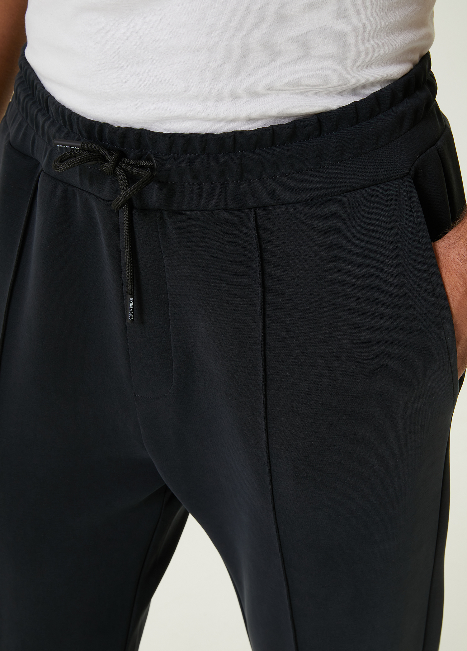 Siyah Beli Kordonlu Nervürlü Jogger Eşofman Altı_3