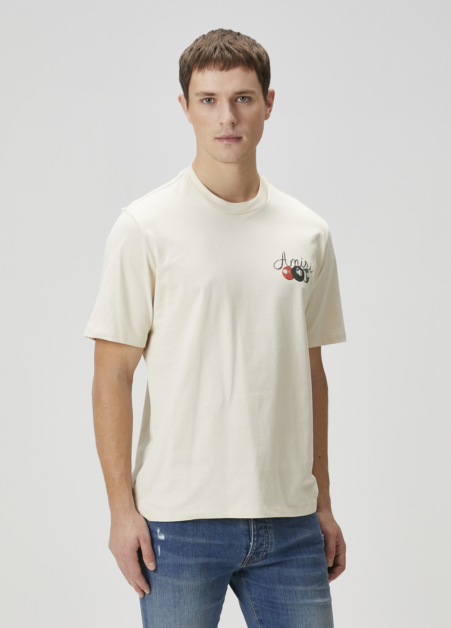 Kırık Beyaz Logo Baskılı T-shirt