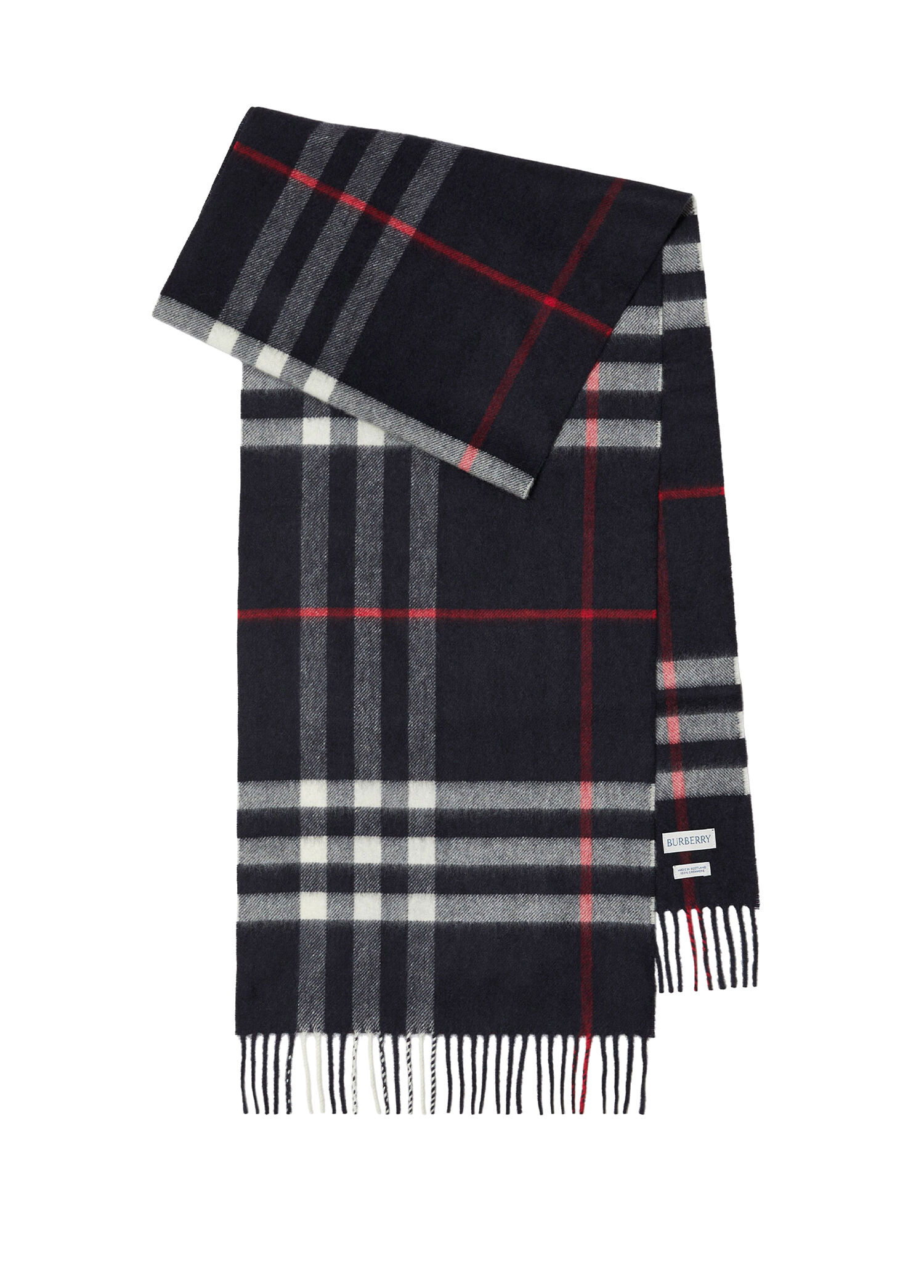 Check Lacivert Kaşmir Unisex Atkı