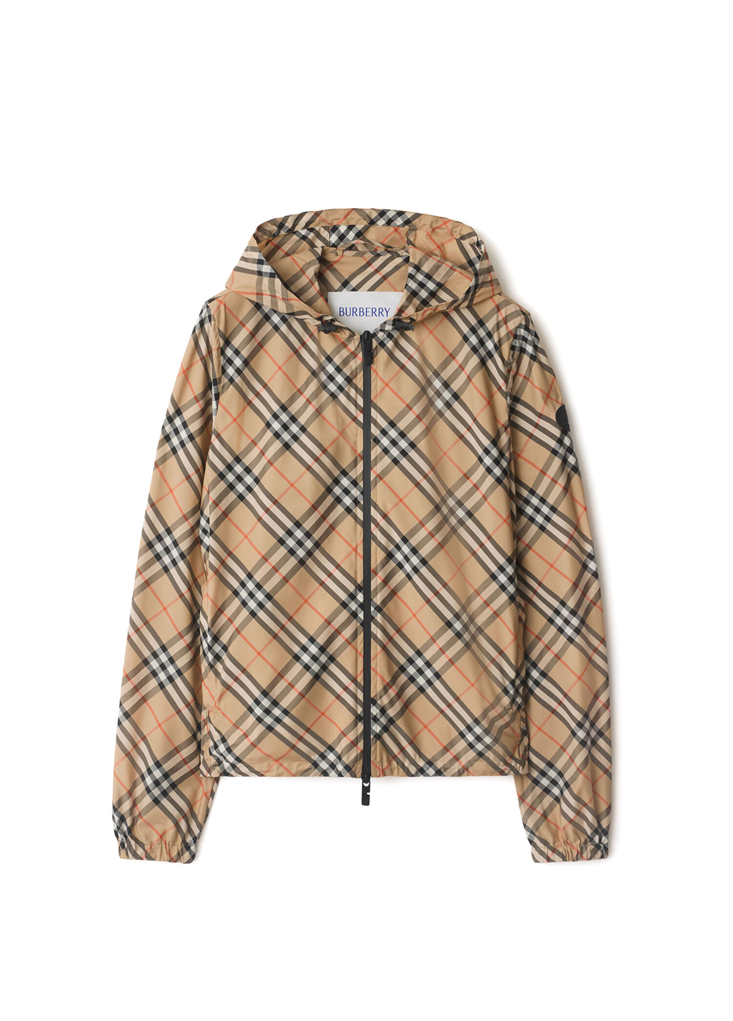 Check Hooded Bej Kapüşonlu Kadın Mont