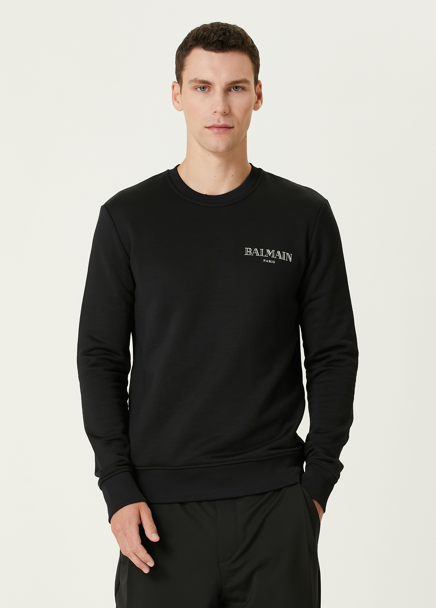 Siyah Logo Nakışlı Sweatshirt