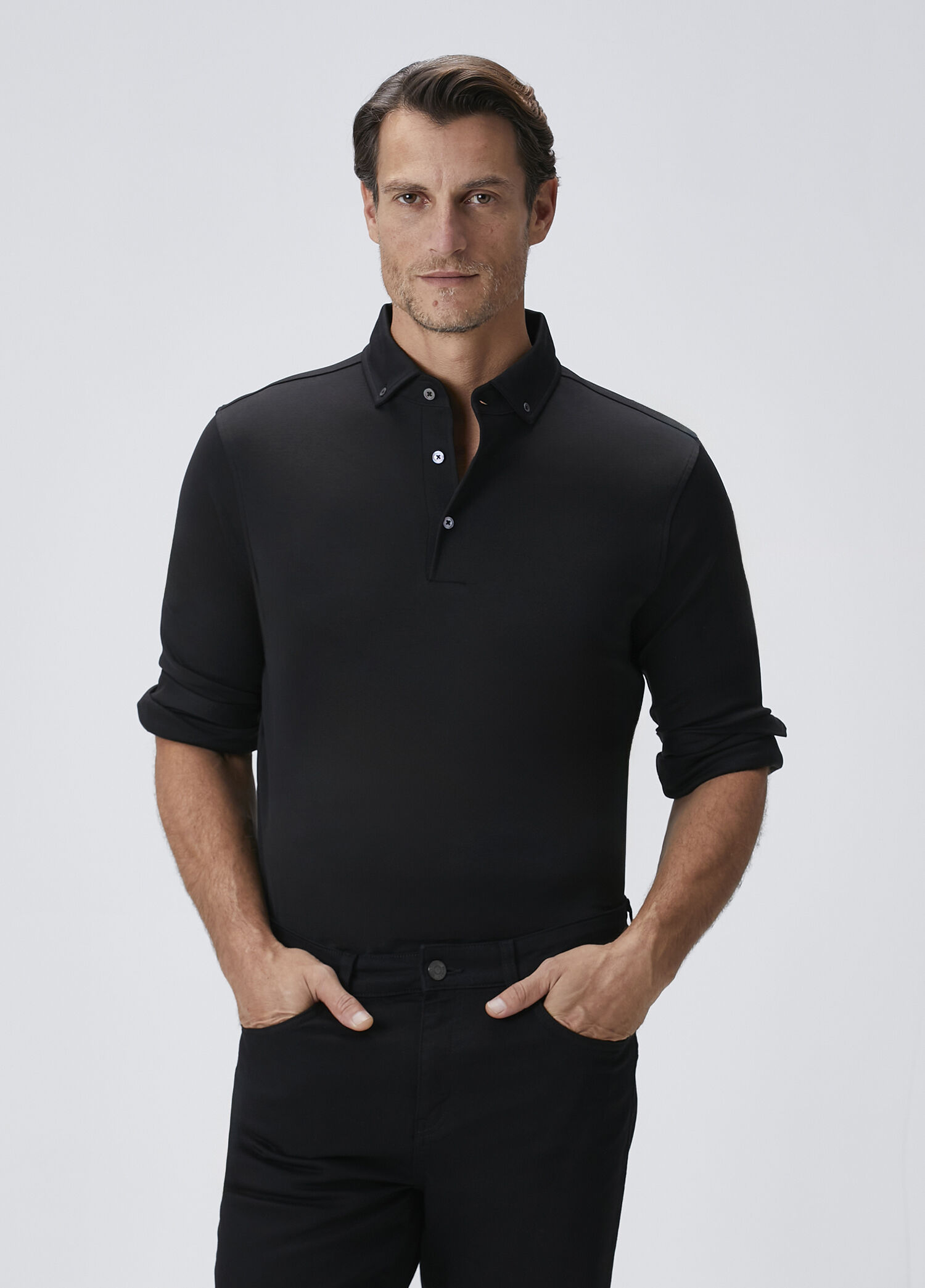 Siyah Uzun Kollu Polo T-shirt