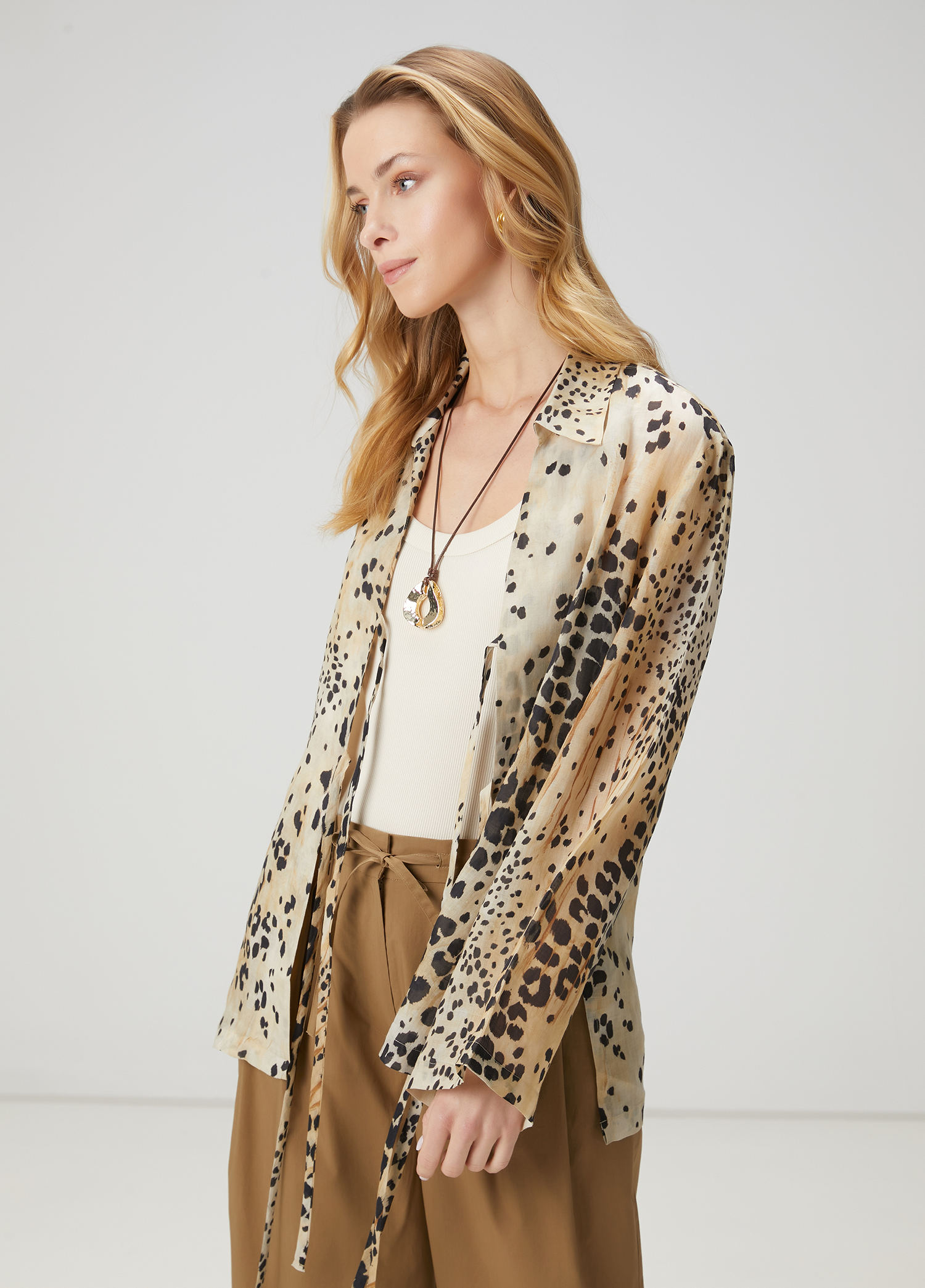 Kahverengi Leopar Desenli Bluz_6