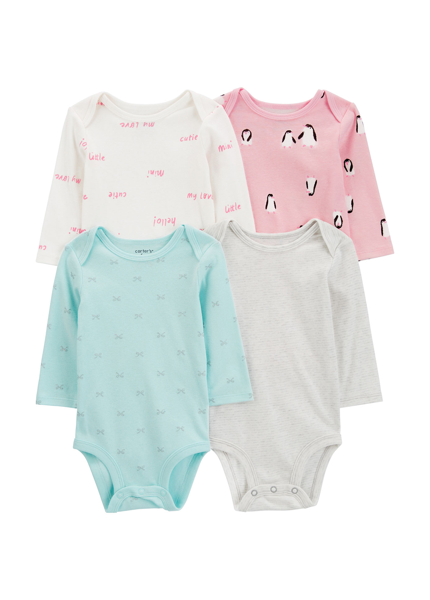 Çıtçıtlı Uzun Kollu Kız Bebek 4'lü Body Set