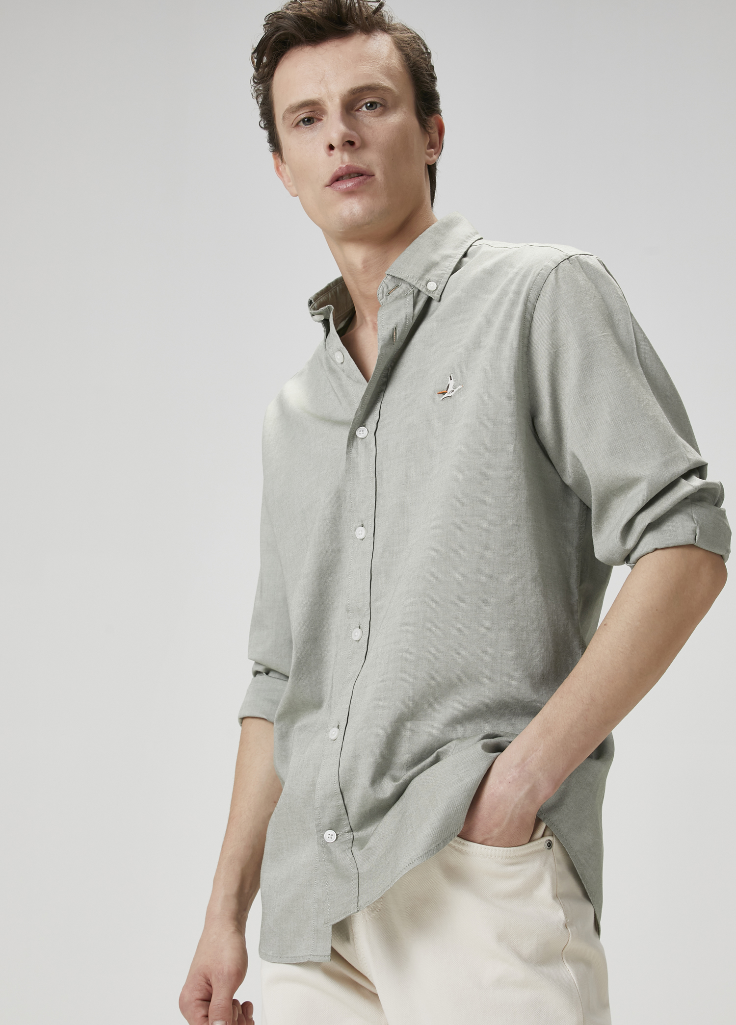 Comfort Fit Light Khaki Oxford Shirt