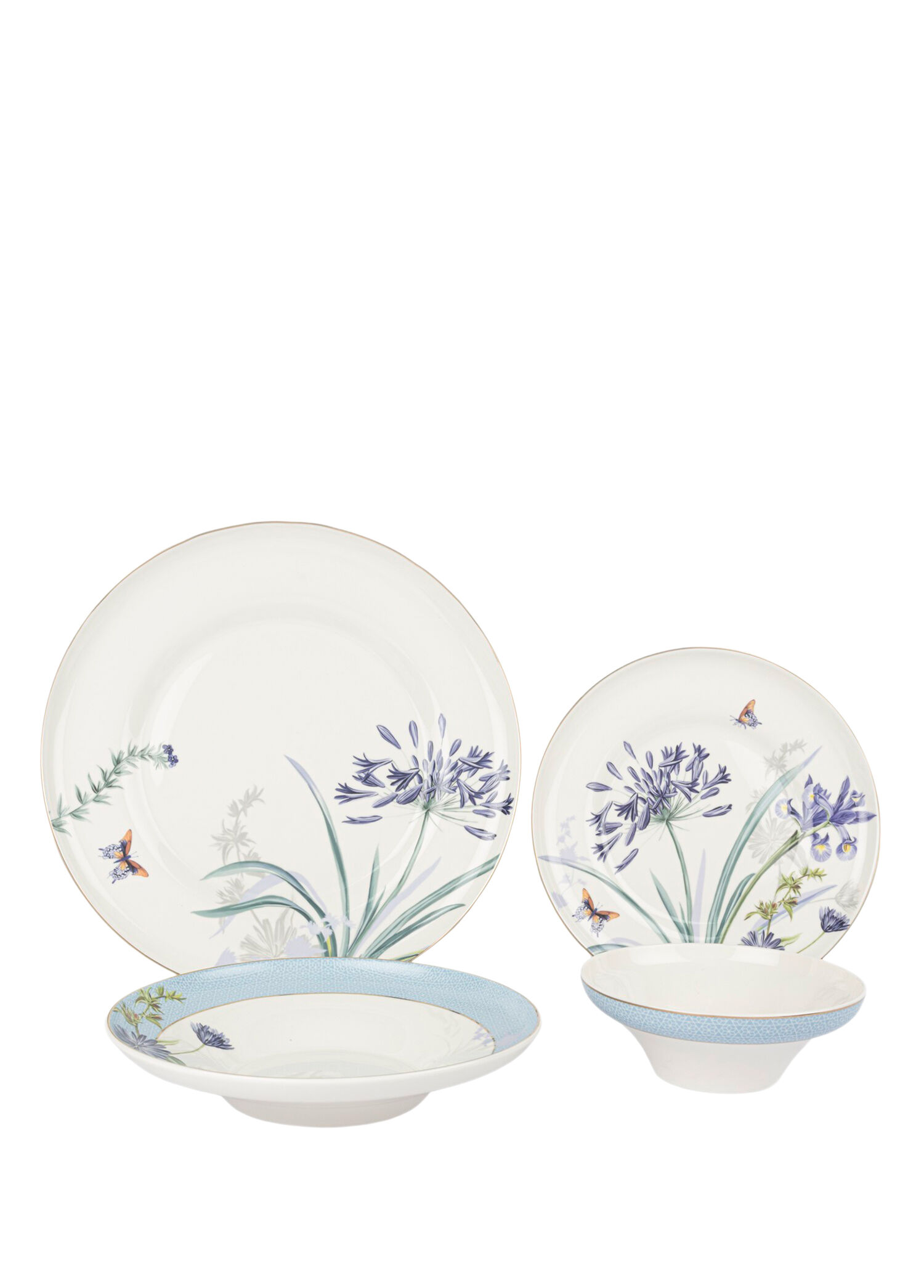 Lavender Flutter Porselen 24 Parça 6 Kişilik Yemek Takımı