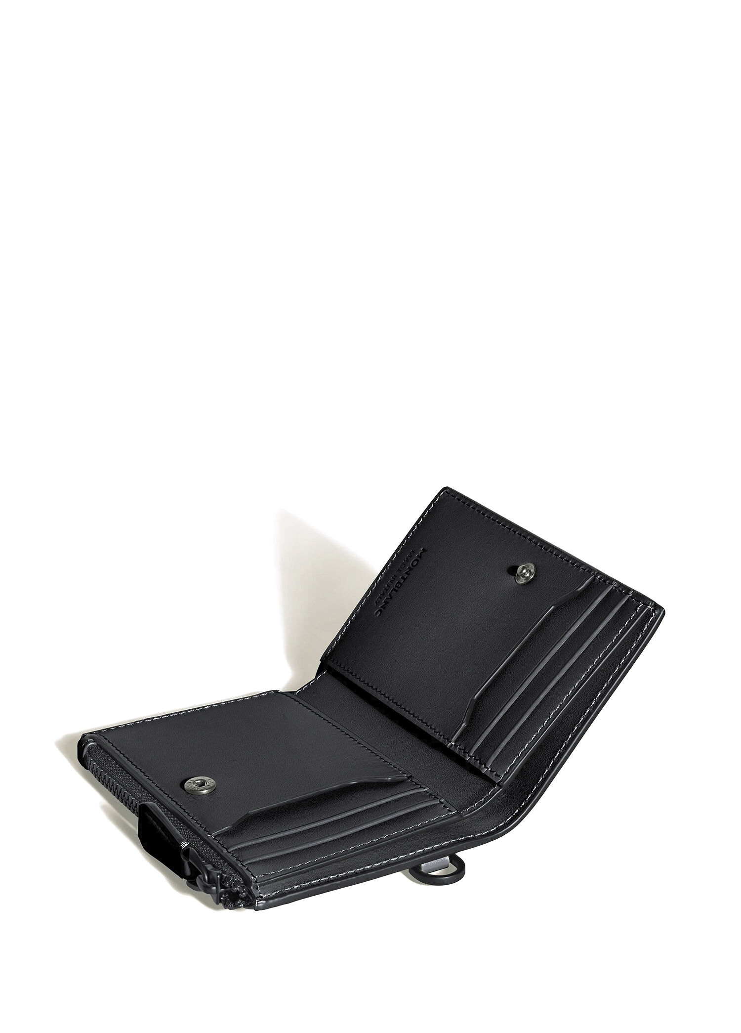 【ミクロ0408】Montblanc ブラック L字ファスナーウォレット Black Montblanc Black Men Extreme 3.0 Mini Black Leather Wallet