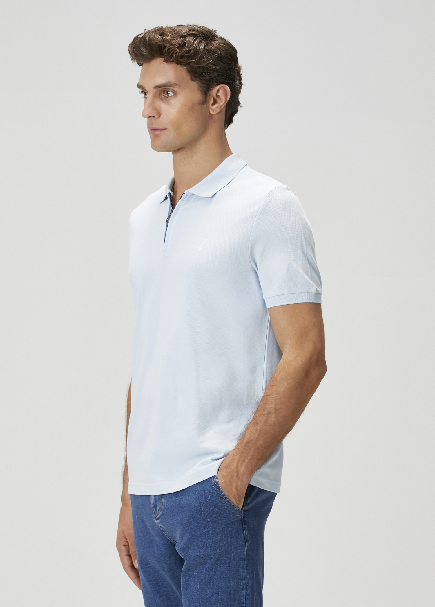 Açık Mavi Polo Yaka T-shirt_1