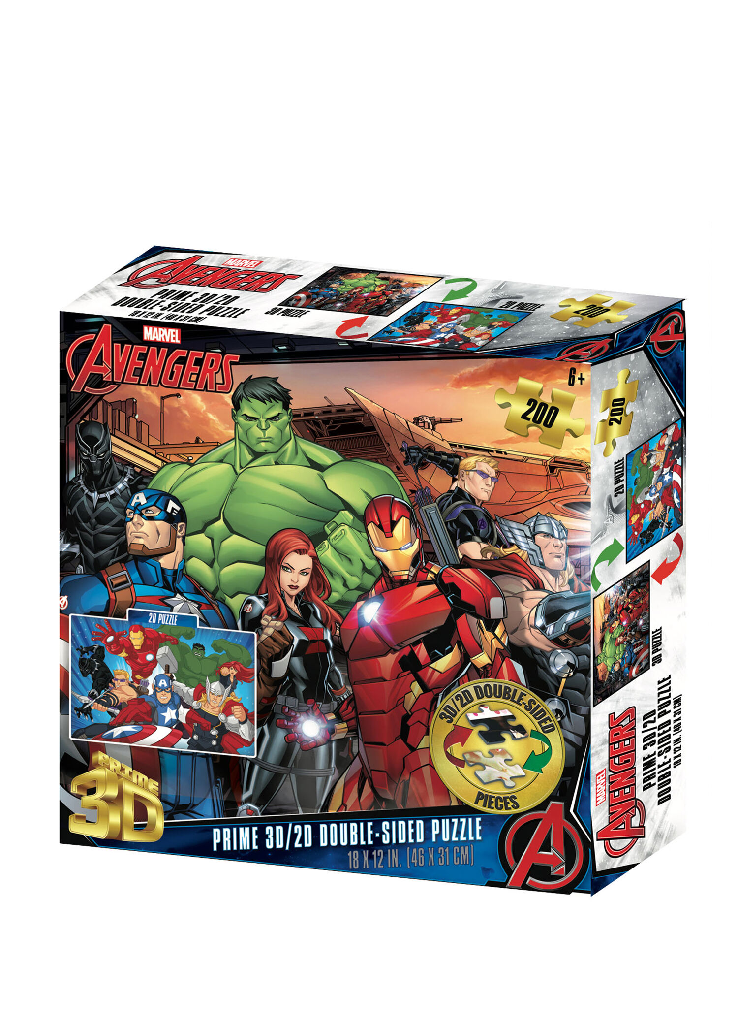 Marvel Avengers Çift Taraflı 200 Parça 3D Puzzle