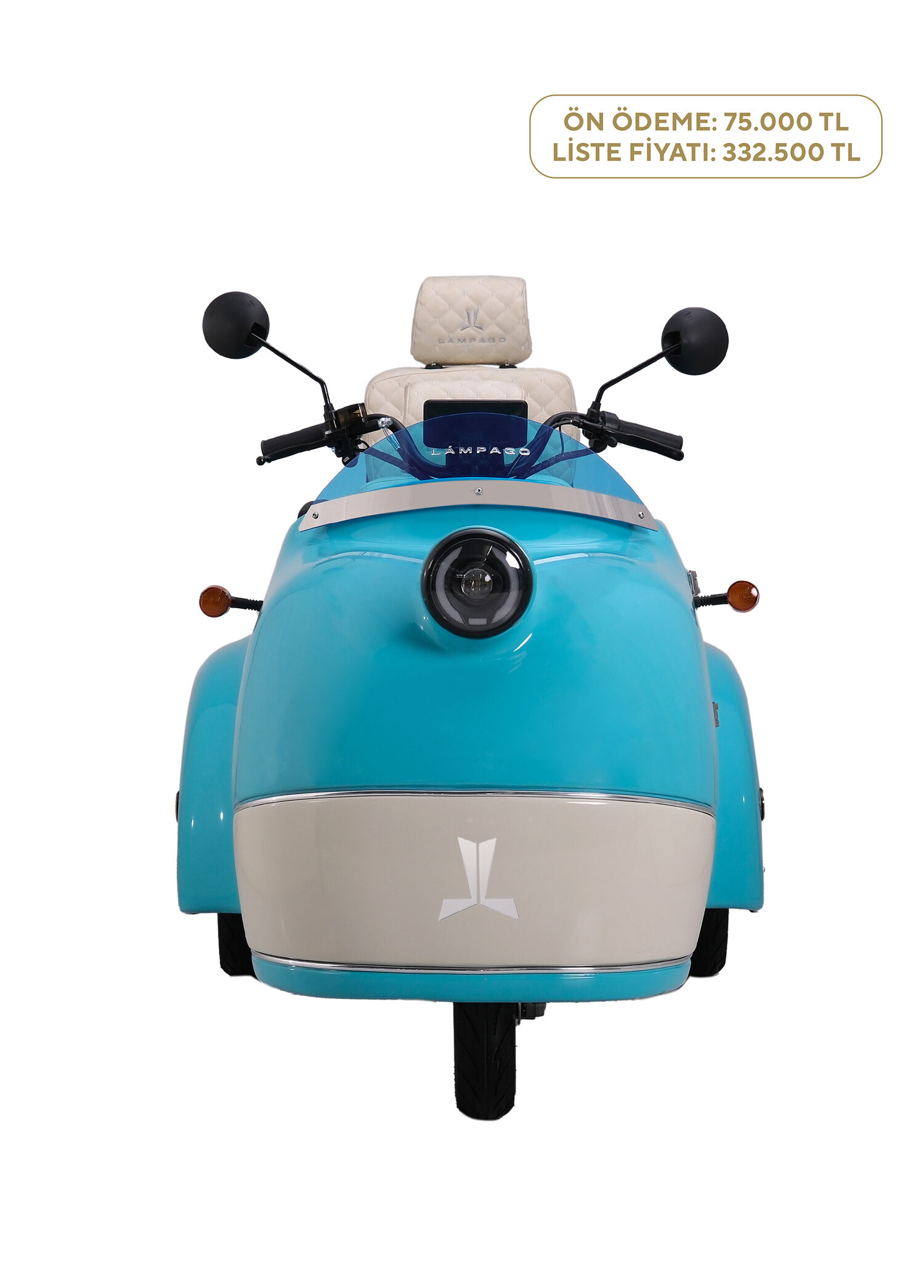 Elektrikli Turkuaz Krem Moped Motosiklet