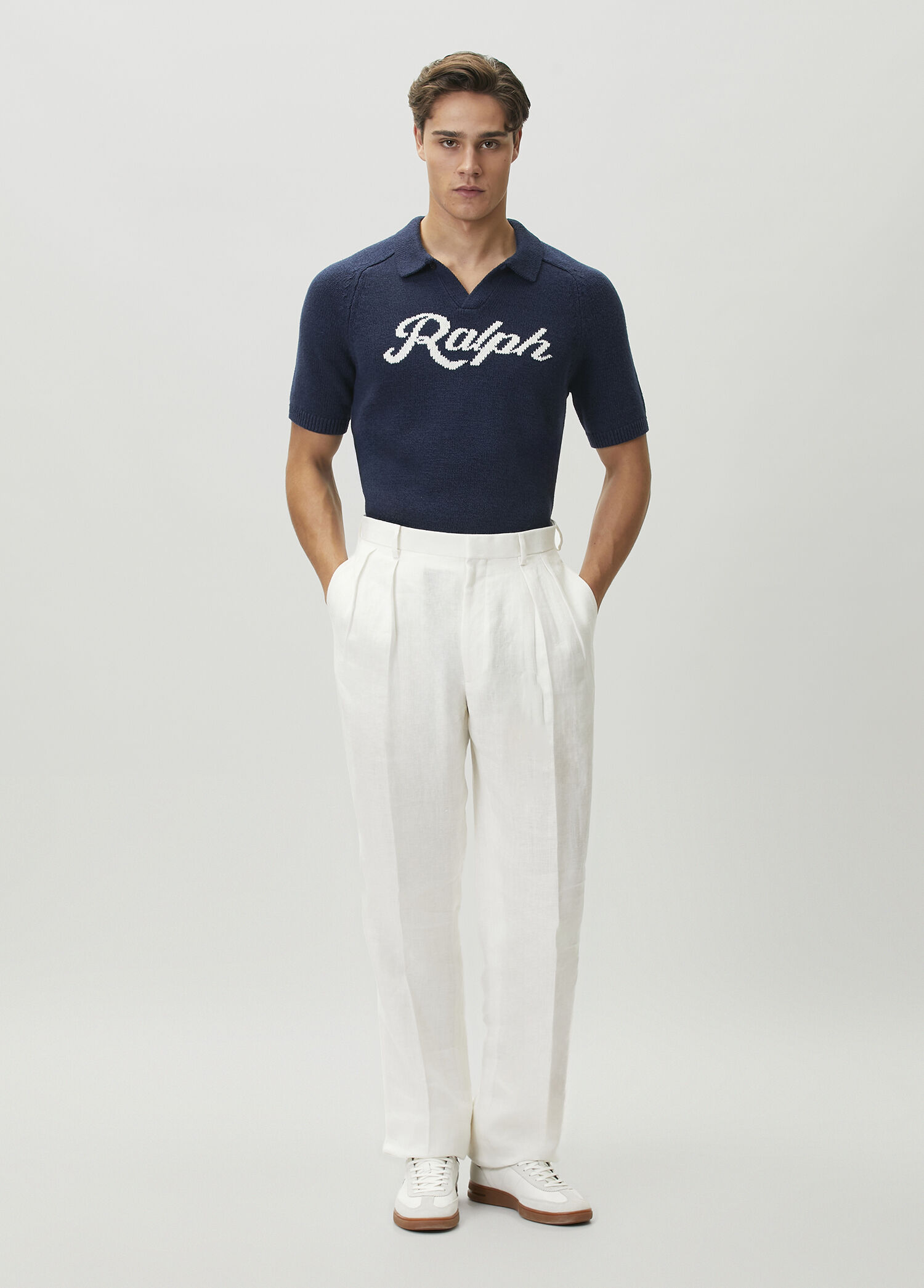 Polo Ralph Lauren Mavi Erkek Mavi Logo Jakarlı Kısa Kollu Keten