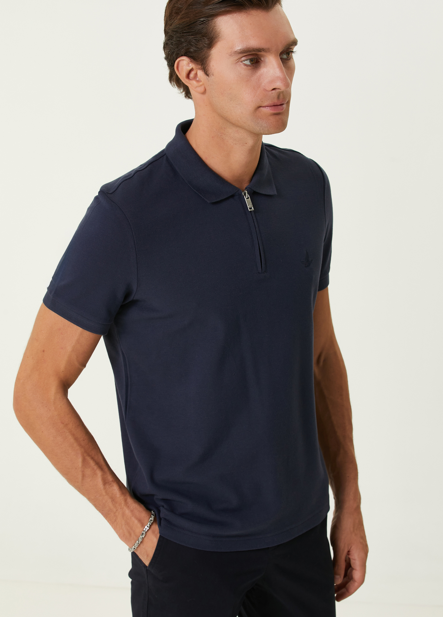 Comfort Fit Lacivert Polo T-shirt_1