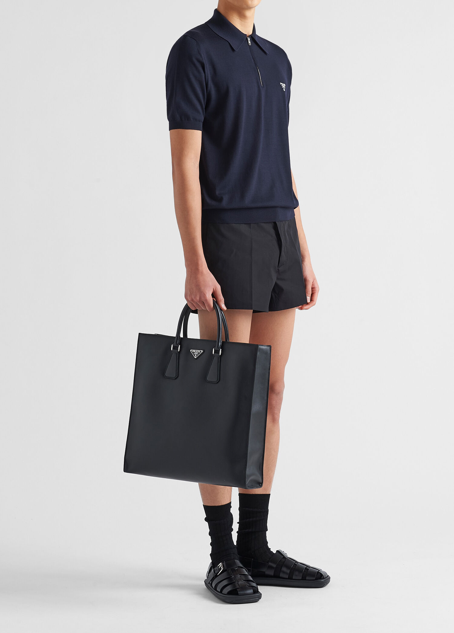 Prada Mavi Erkek Superfine Mavi Yün Polo Erkek T-shirt 1594516