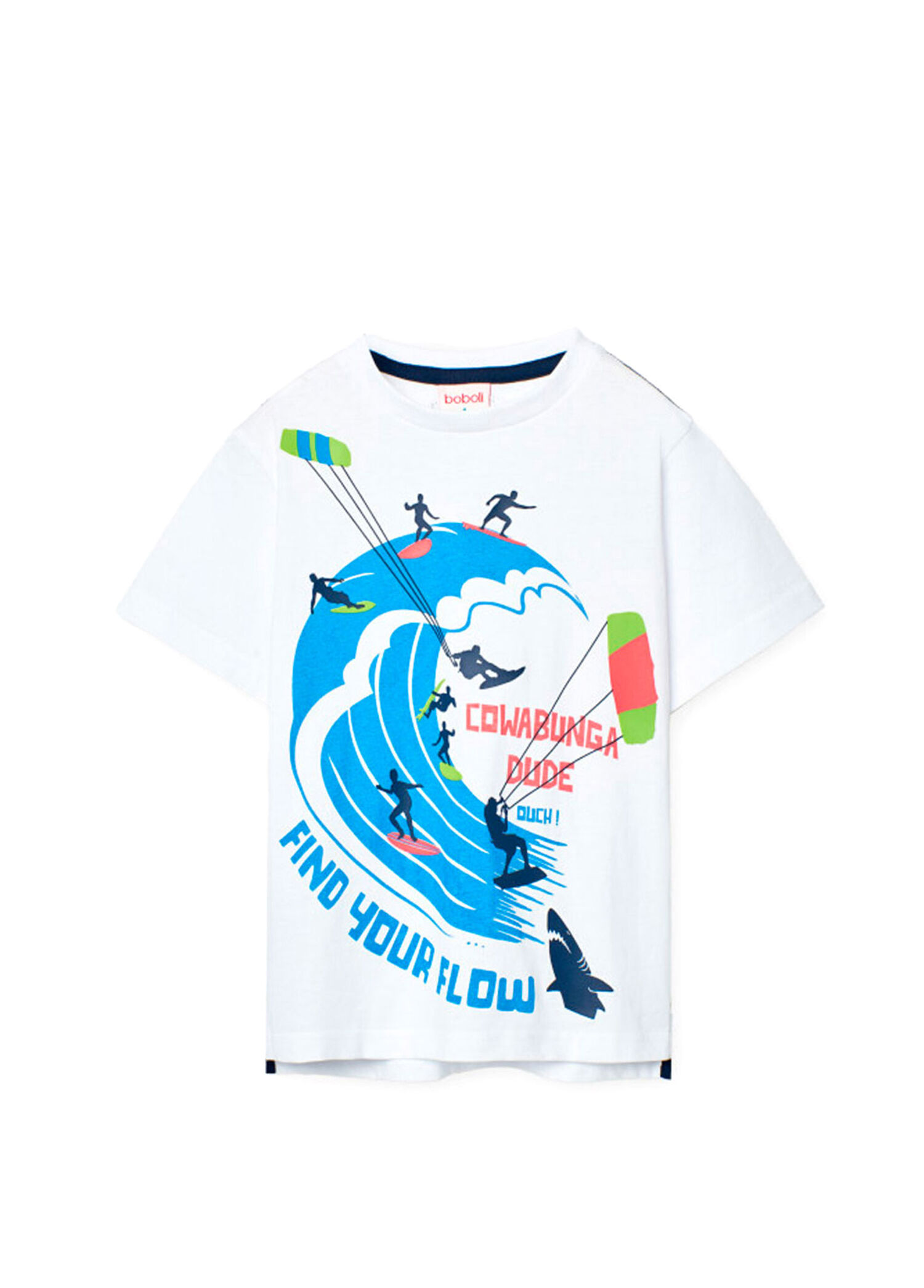 Baskılı Beyaz Kısa Kollu Erkek Çocuk T-shirt