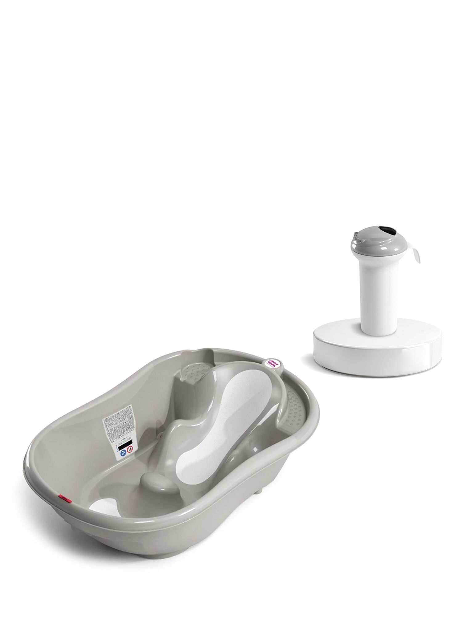 Onda Evolution Dijital Termometreli Çift Yönlü Bebek Küveti ve Açık Gri Splash Bebek Duşu Banyo Seti
