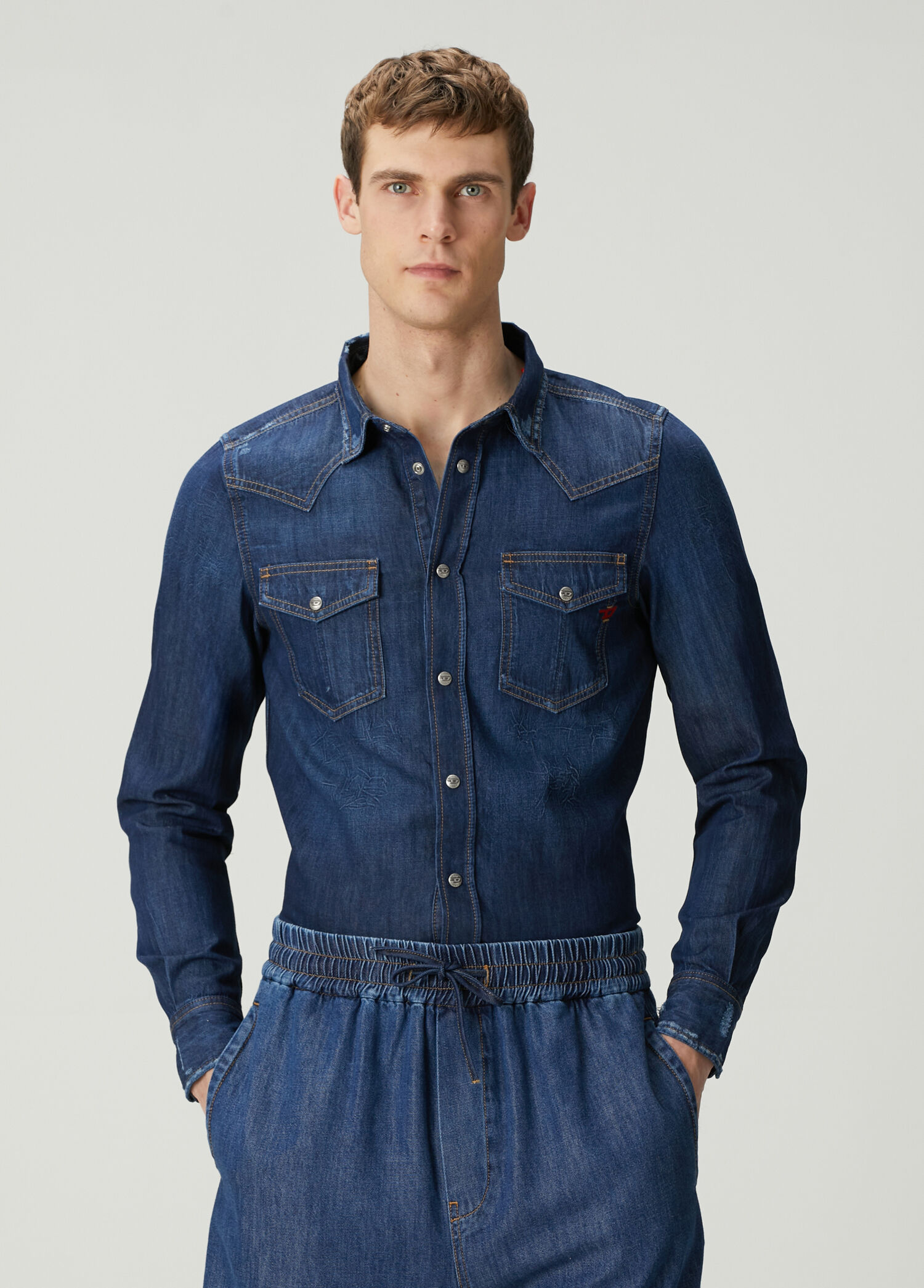 Koyu Mavi Denim Gömlek