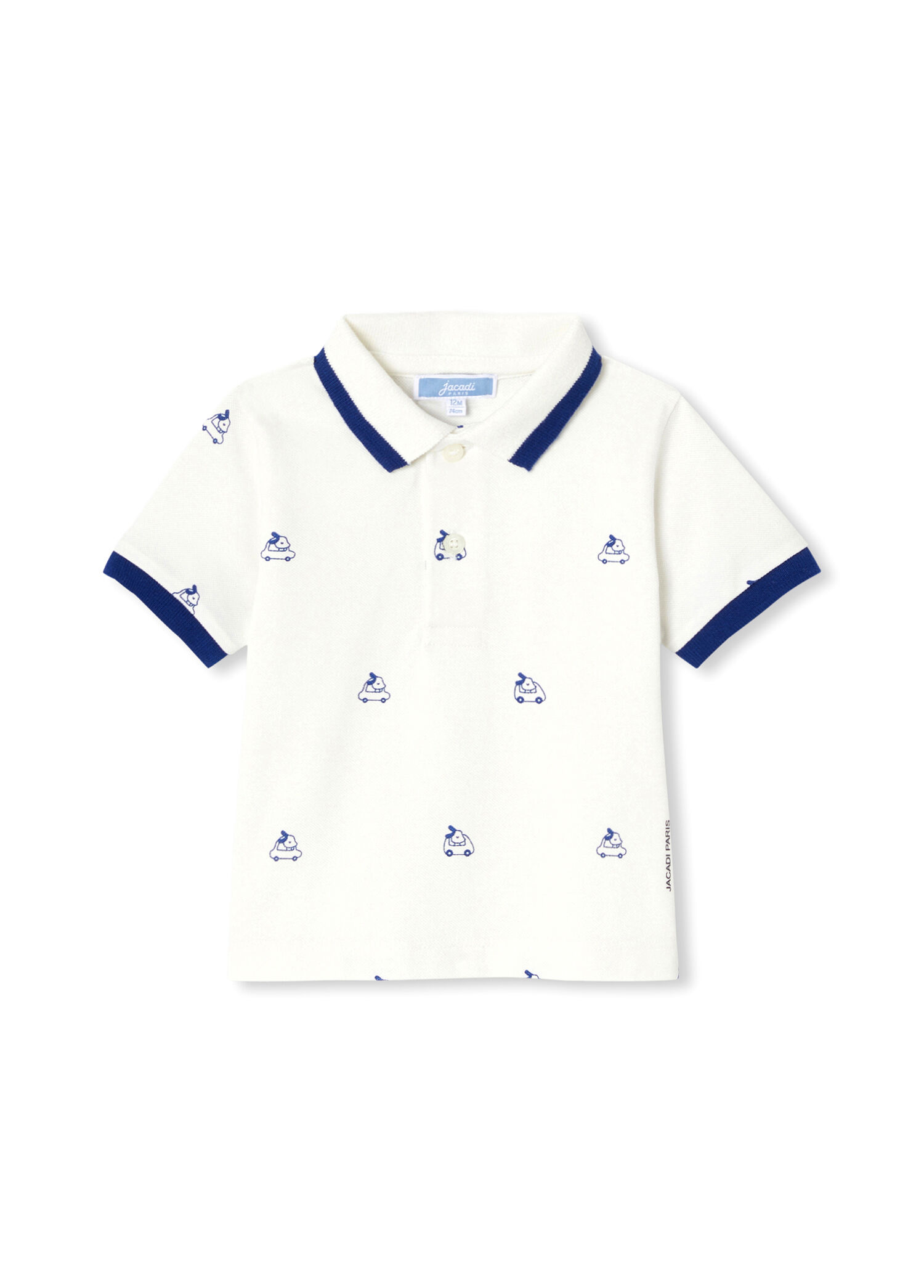 Mavi Köpek Baskılı Polo Yaka Kısa Kollu Erkek Bebek T-Shirt
