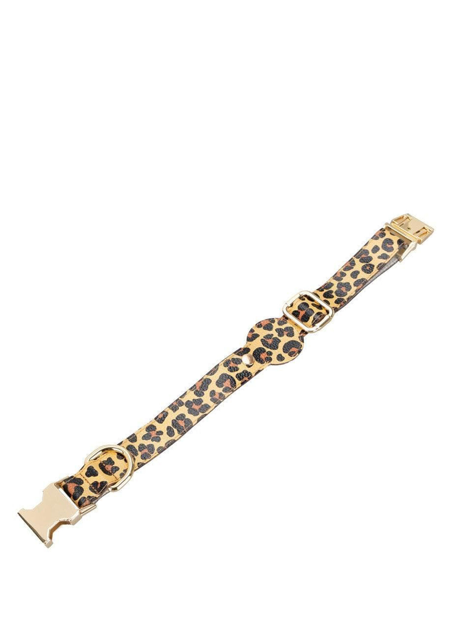 BloomPaw Leopard Tan AirTag Yuvalı Deri Pet Tasma