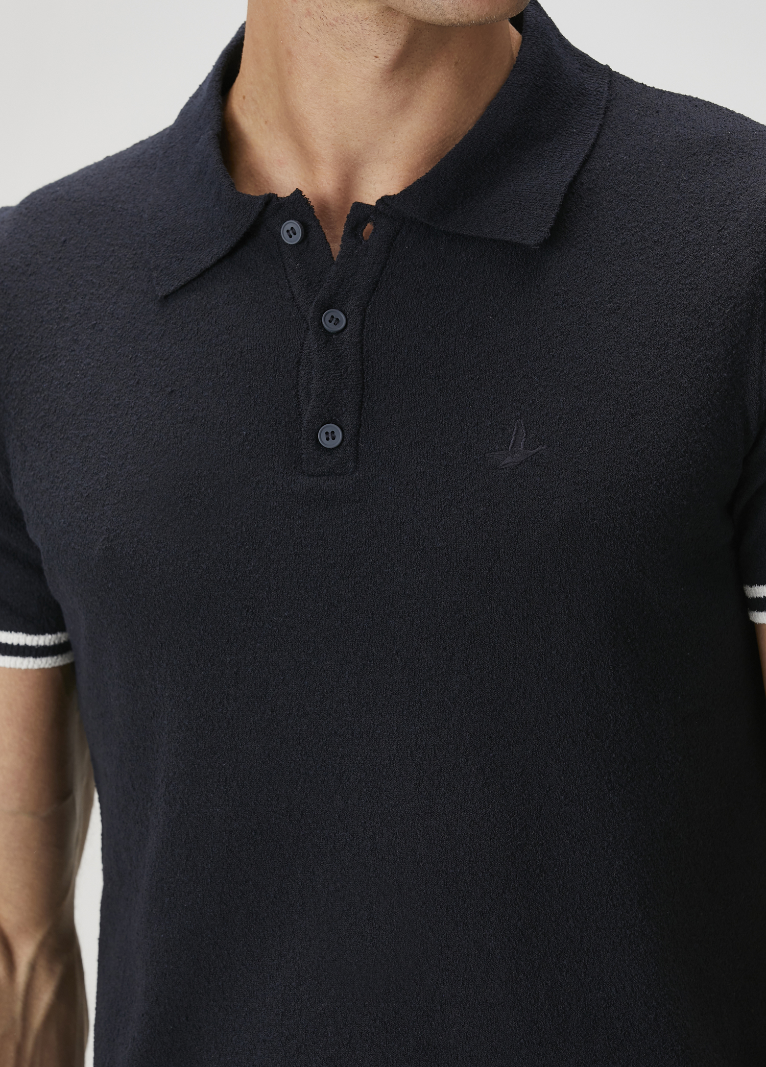 Lacivert Polo Yaka Kısa Kollu Triko_5