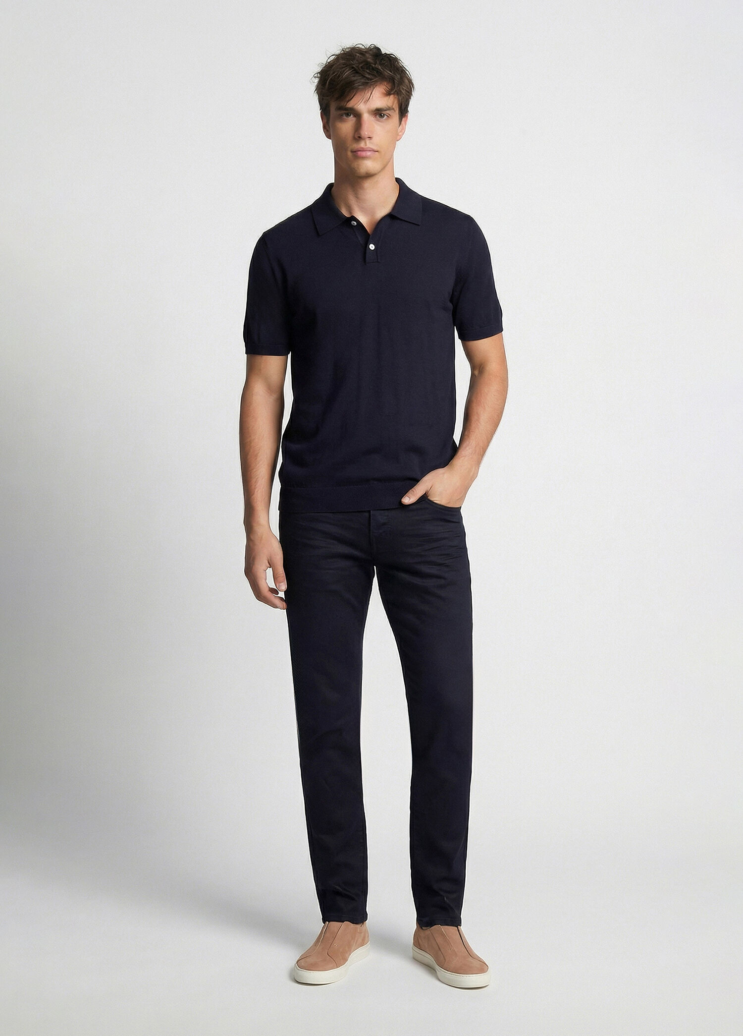 Lacivert Kaplamalı Denim Pantolon