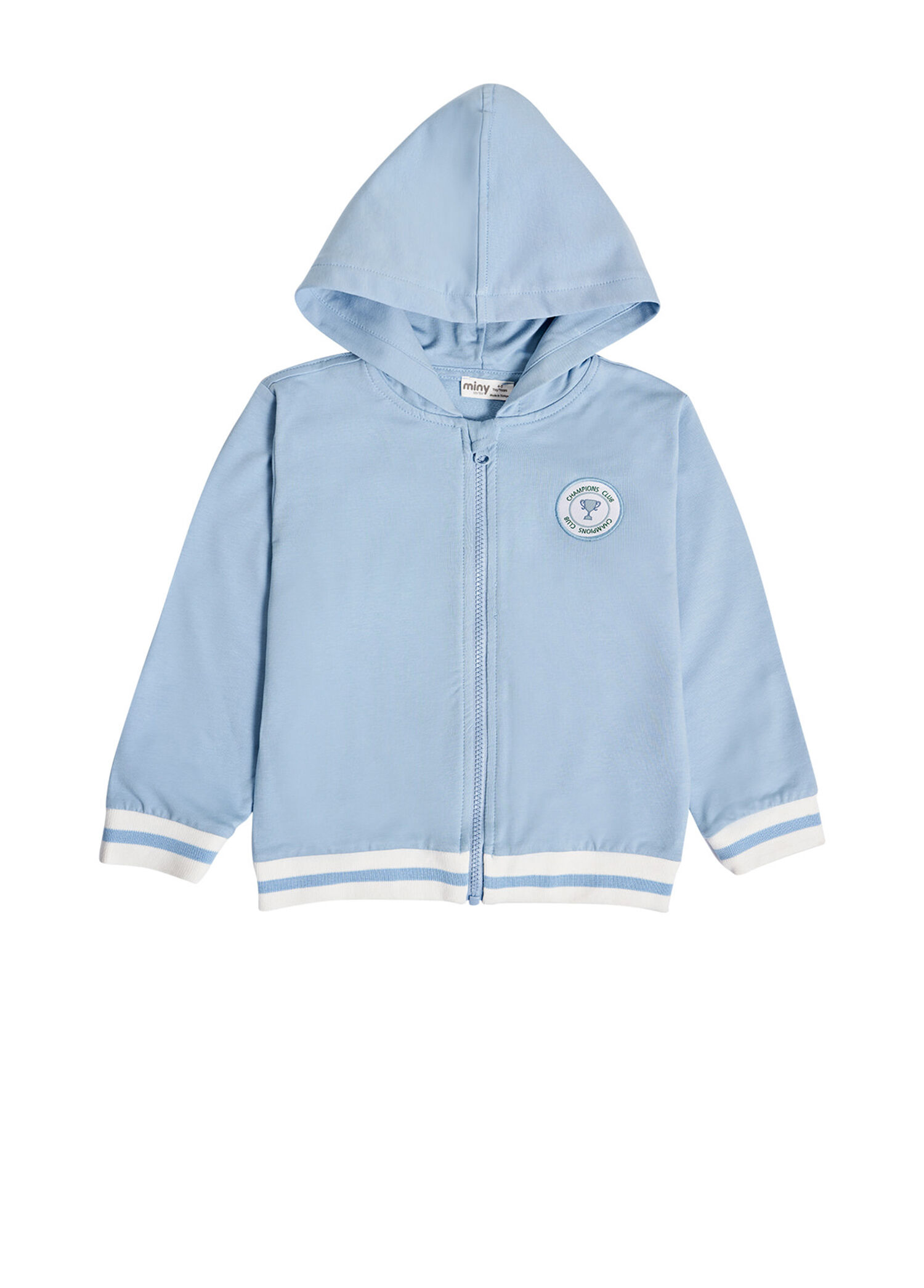 Mavi Kapüşonlu Fermuarlı Erkek Çocuk Sweatshirt