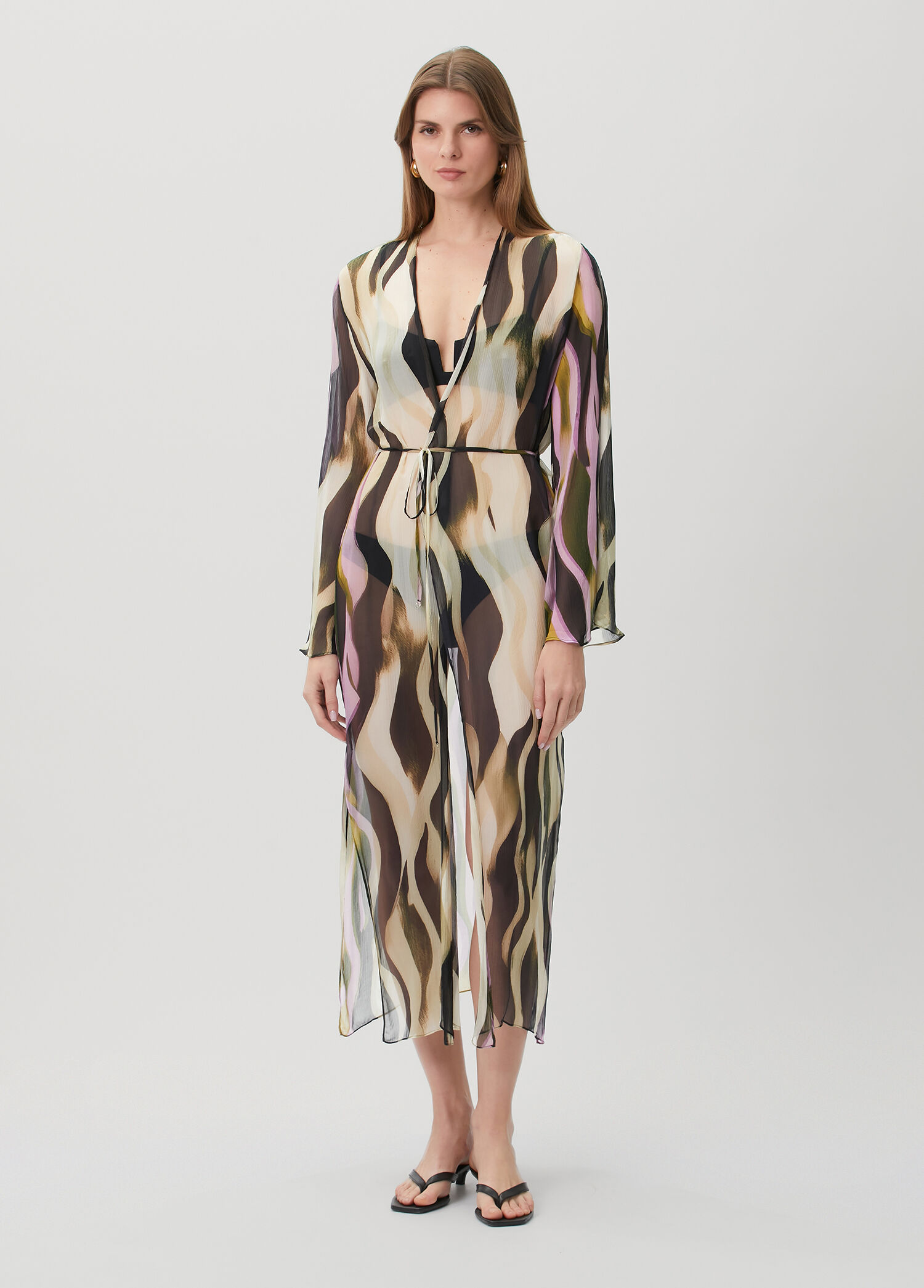 Lumina Desenli Şifon Kimono