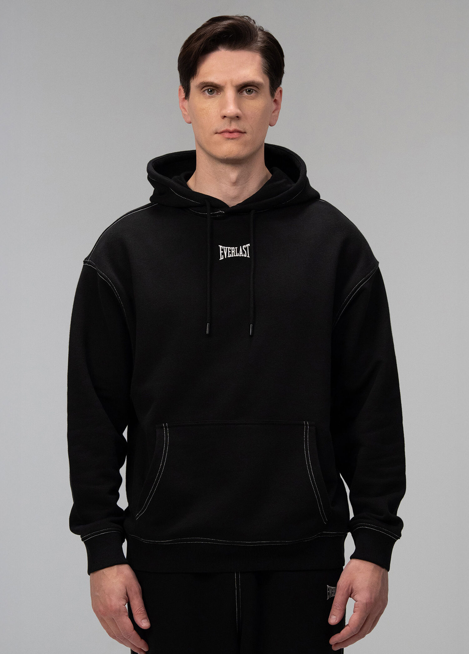 Dot Collection Comfort Fit Siyah Kapüşonlu Erkek Sweatshirt