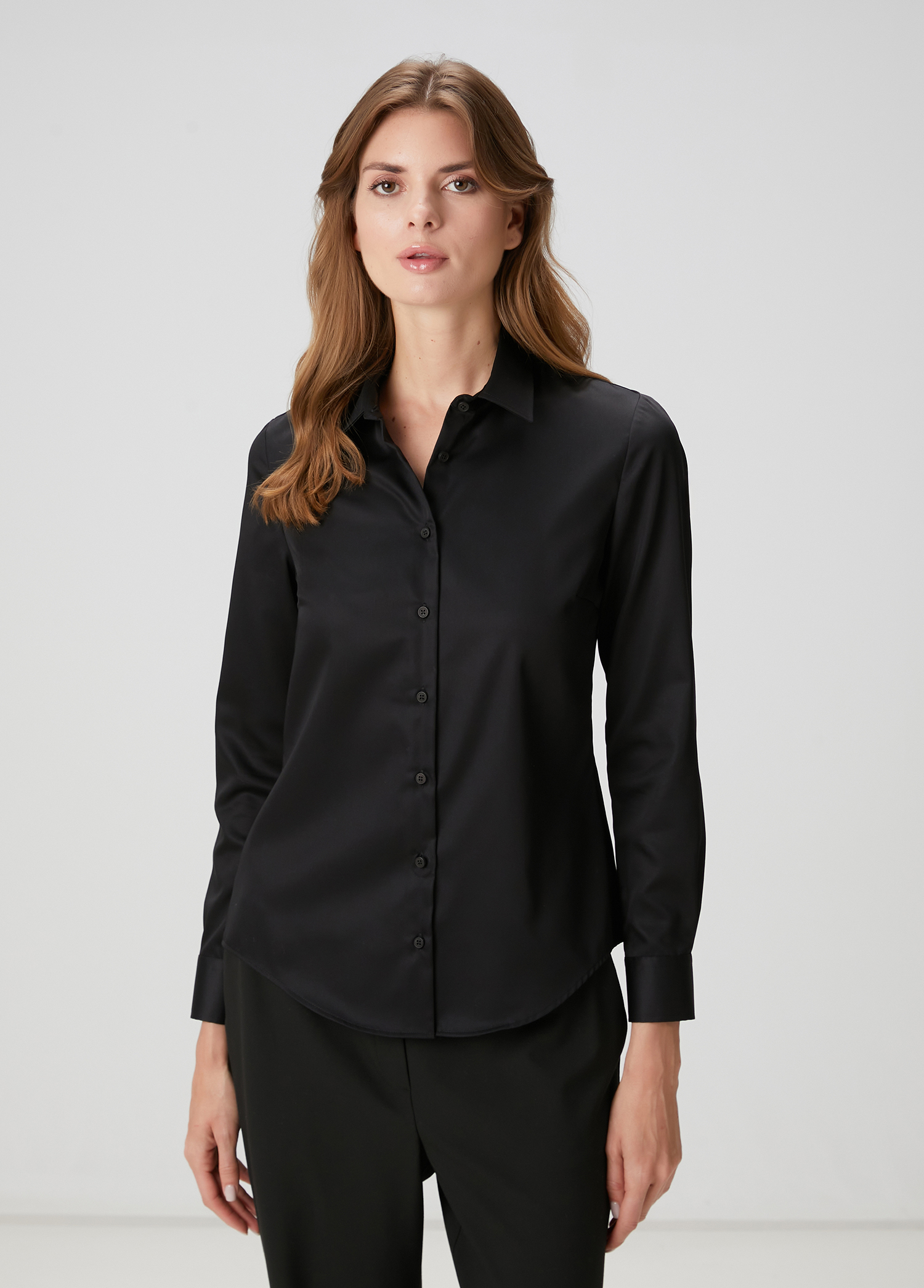 Slim Fit Non Iron Klasik Siyah Gömlek_3