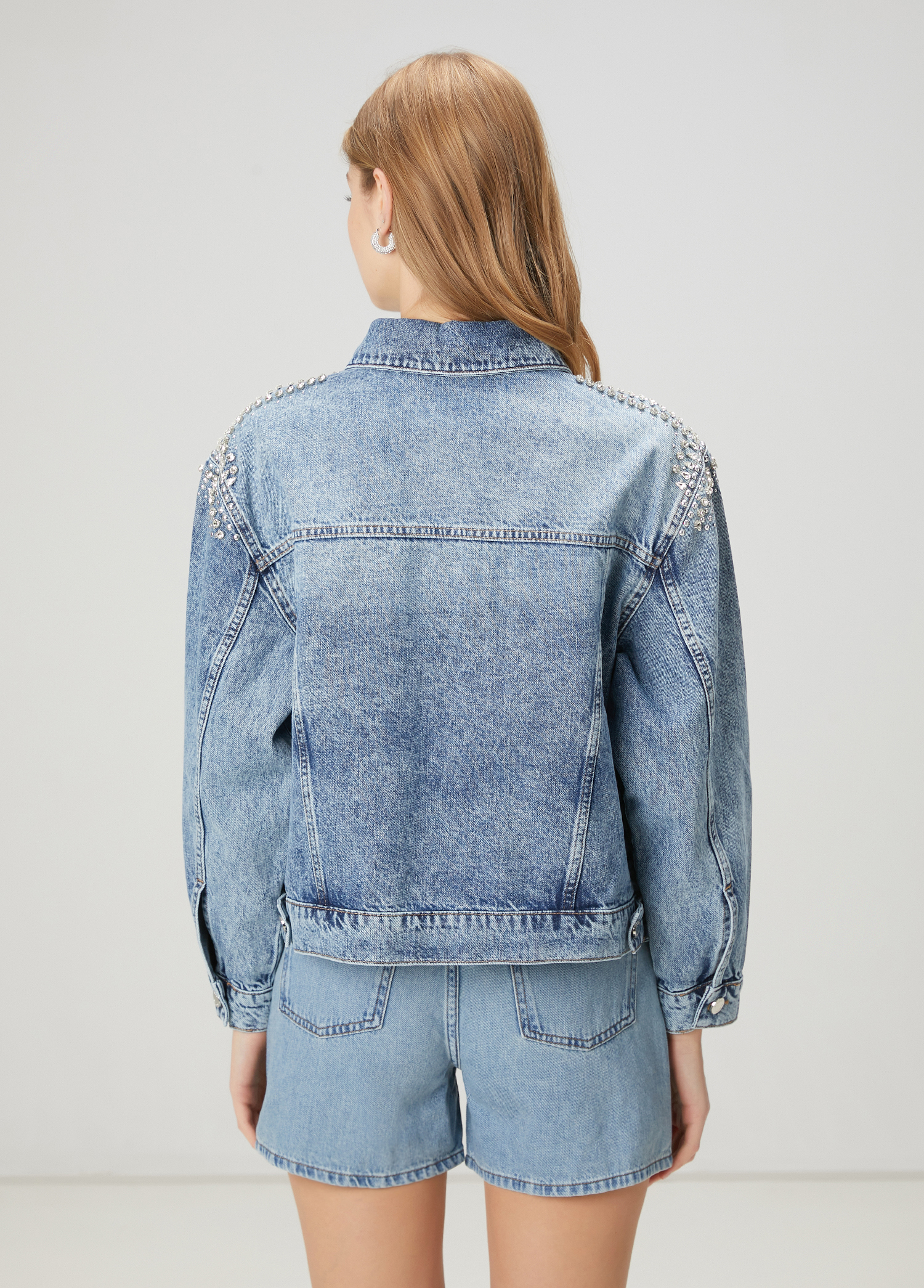 Mavi İşlemeli Denim Ceket_4