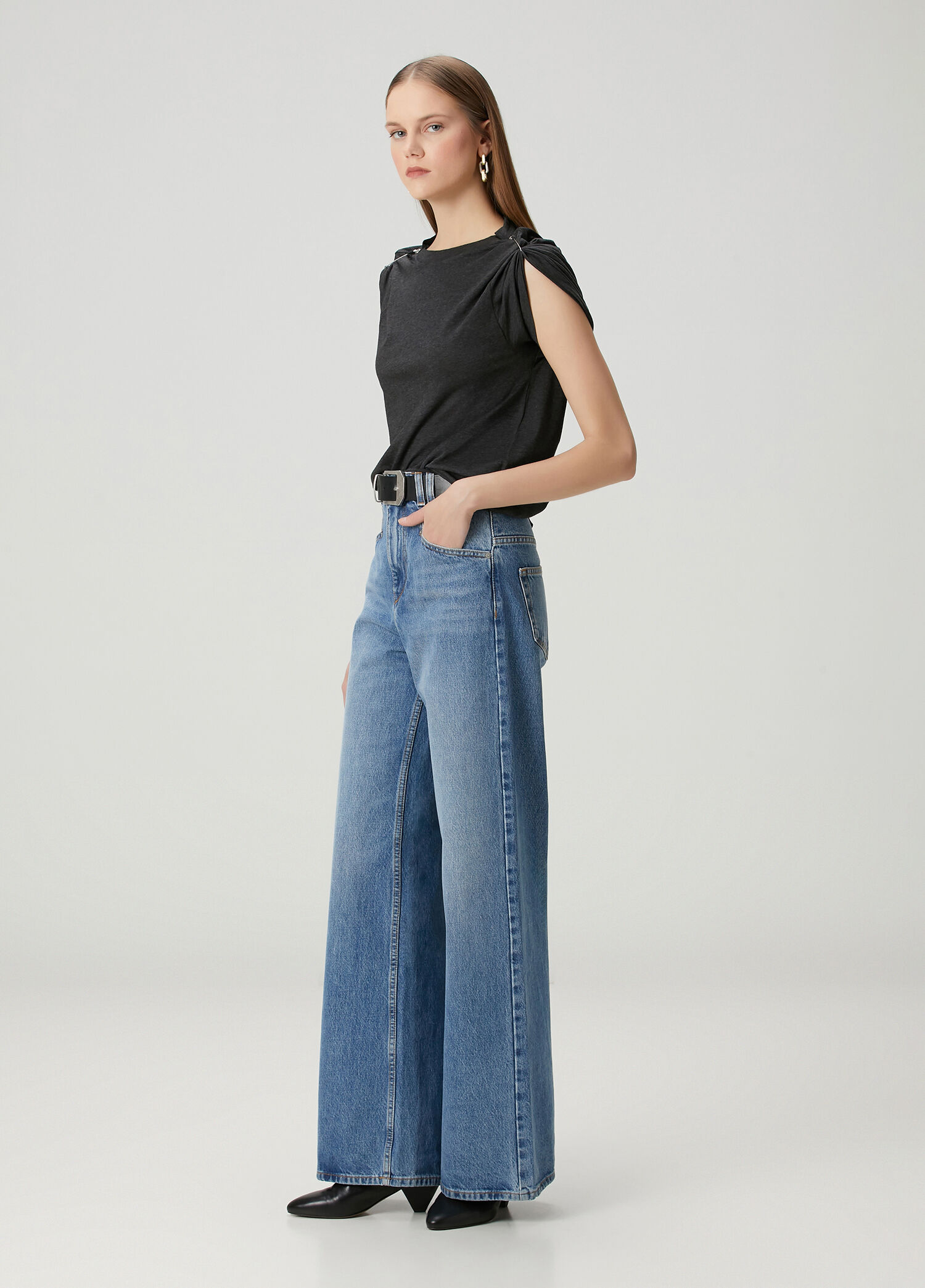 ISABEL MARANT ÉTOILE フリンジ コットンベスト グレー 34 Etoile Isabel Marant Antrasit Kadın Zelna Antrasit T-shirt 1947721